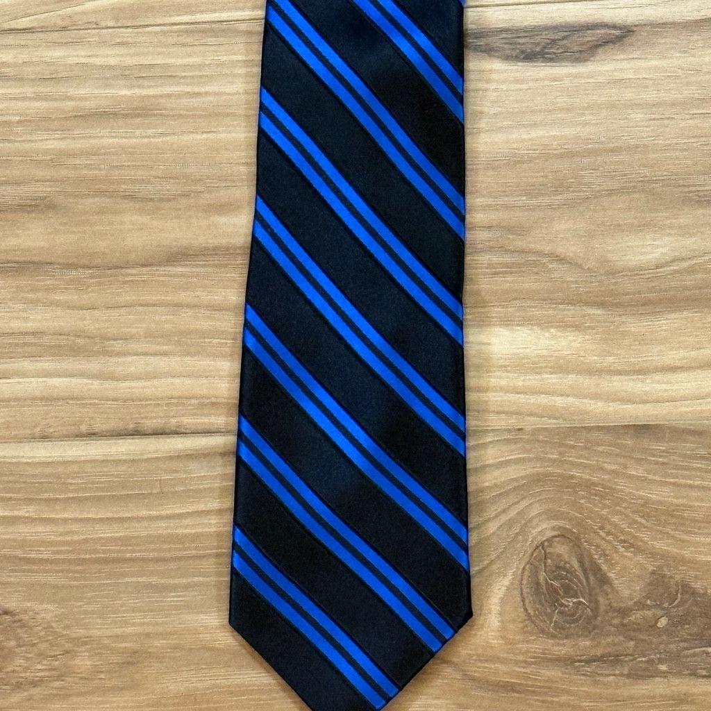 Z Brand Bruno Piattelli Men’s Silk Tie Blue Black Striped 3 3/8” Size 26 - 1 Thumbnail
