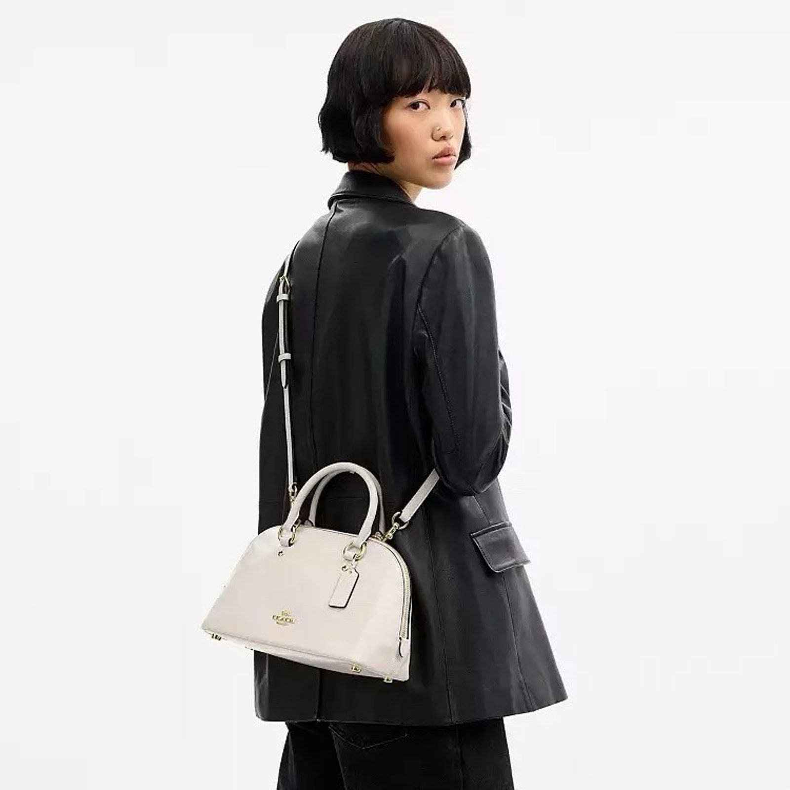 Coach NWT Coach Lara Bag Satchel Leather Handbag CDV19 Gold /Chalk Size ONE SIZE - 9 Thumbnail