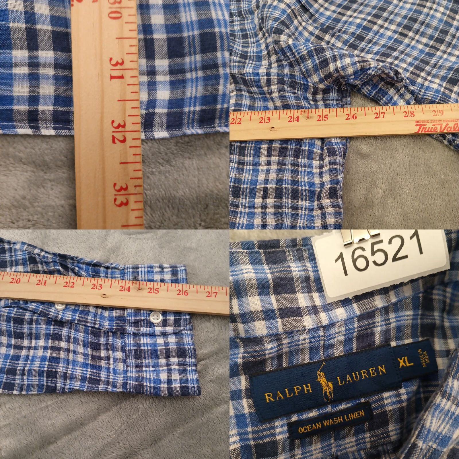 Ralph Lauren Ralph Lauren Shirt Mens XL Blue Plaid Linen Long Sleeve Button Down Size US XL / EU 56 / 4 - 8 Thumbnail