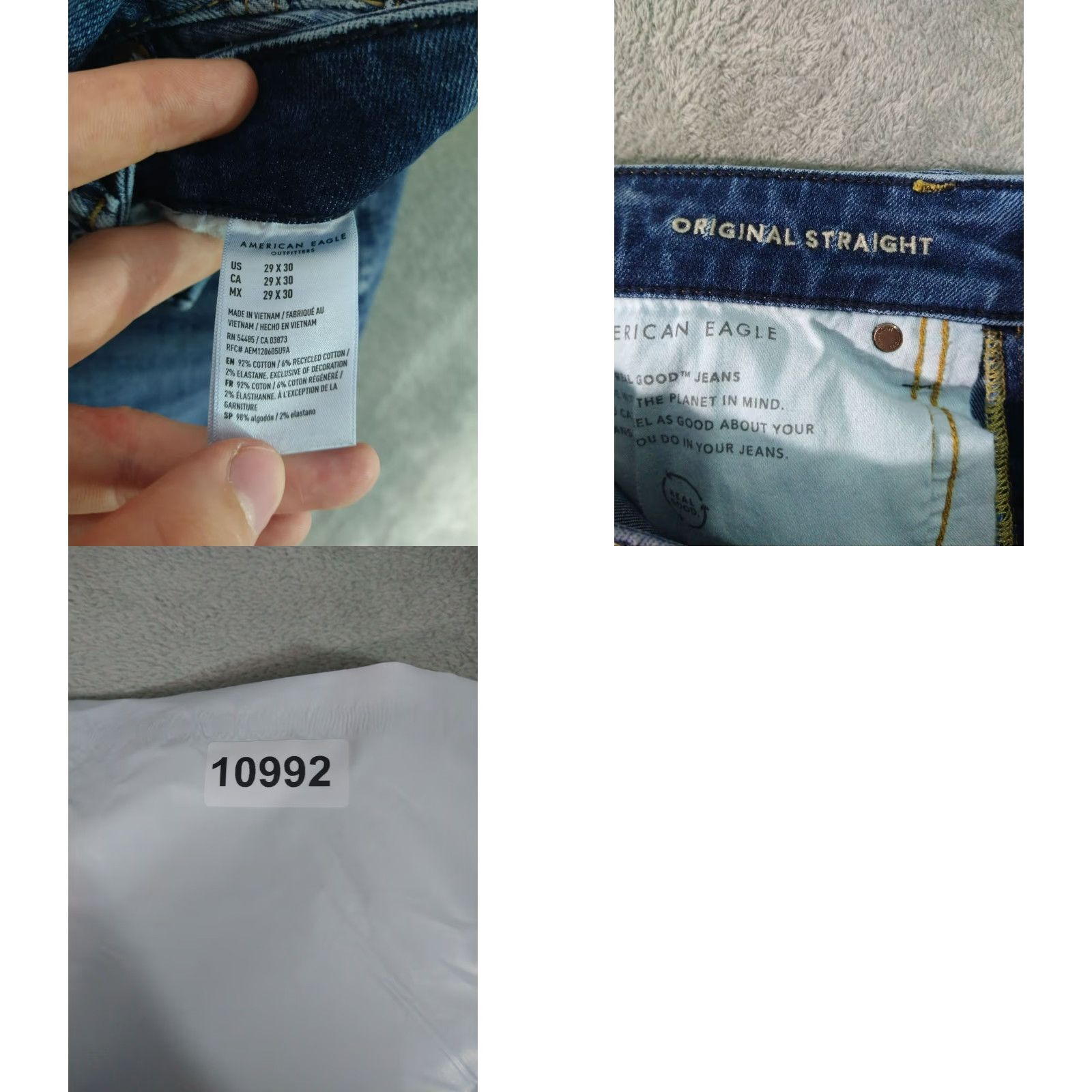 American Eagle Outfitters American Eagle Jeans Mens 29x30 Blue Denim Original Straight Airflex Stretch Size US 29 - 8 Thumbnail