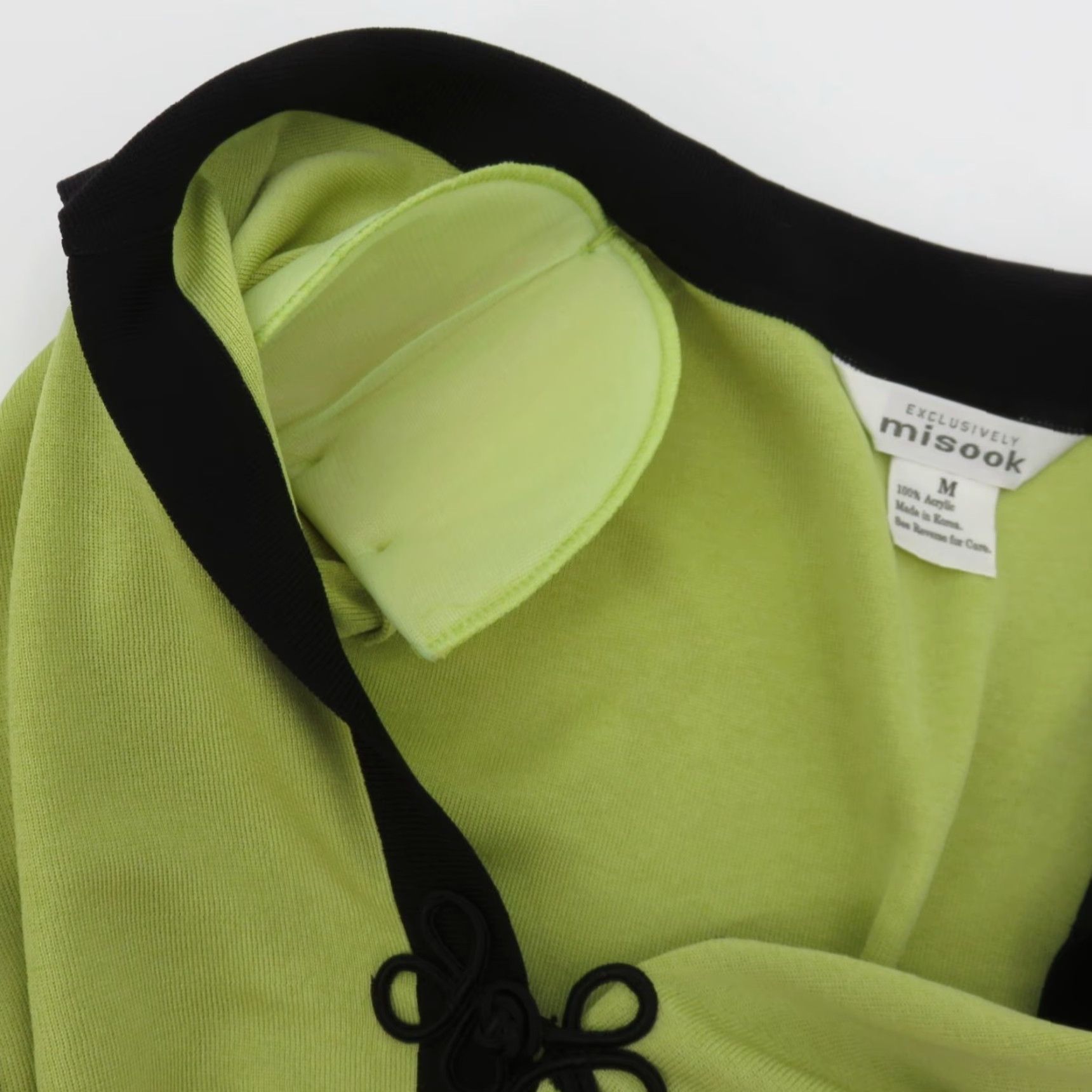 Vintage Misook Cardigan Sweater Women M Green Black Collared Two Button Vintage No Size M / US 6-8 / IT 42-44 - 7 Thumbnail