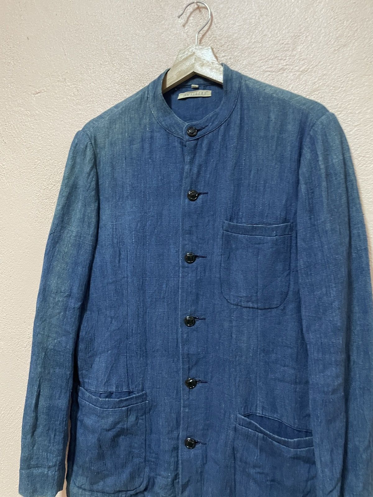 Le Grande Bleu (L.G.B.) Japanese Indigo Blue Mandarin Color Sashiko Navy Jacket WWII Size US S / EU 44-46 / 1 - 6 Thumbnail