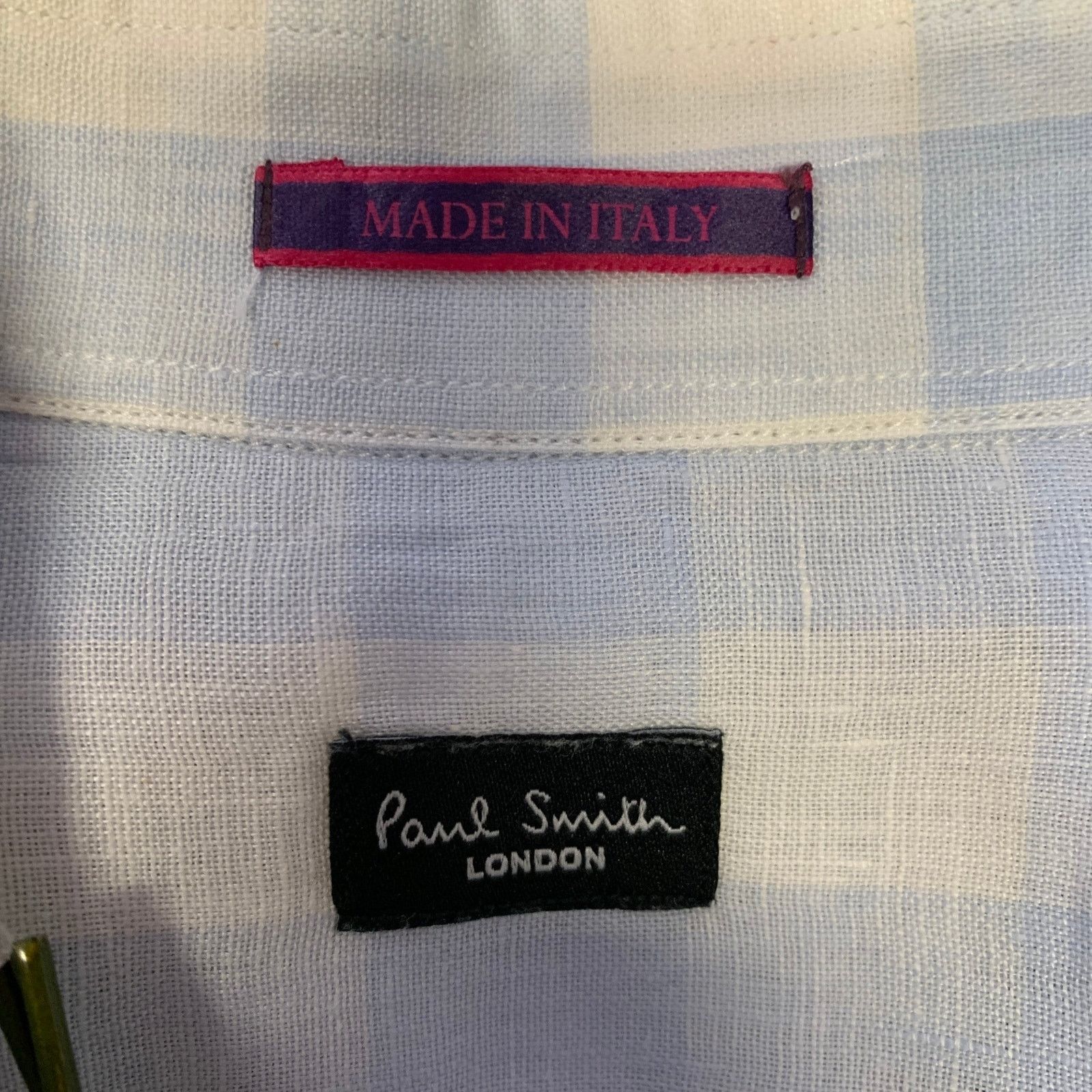 Paul Smith PAUL SMITH M White Blue Checkered Linen Long Sleeve Shirt Size US M / EU 48-50 / 2 - 4 Thumbnail