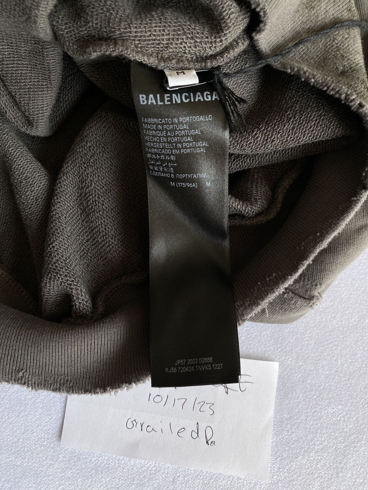 Balenciaga BALENCIAGA Destroyed Mud Gaffer Zip Hoodie Grey Medium Size US M / EU 48-50 / 2 - 10 Thumbnail