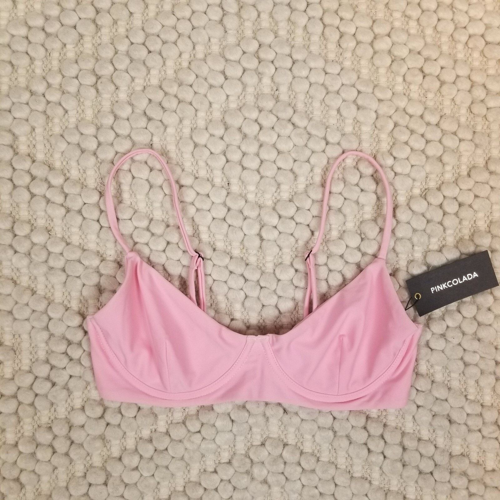 Other NWT PinkColada Tropez Bikini Top Bubblegum Pink Sz Medium Size ONE SIZE - 5 Thumbnail