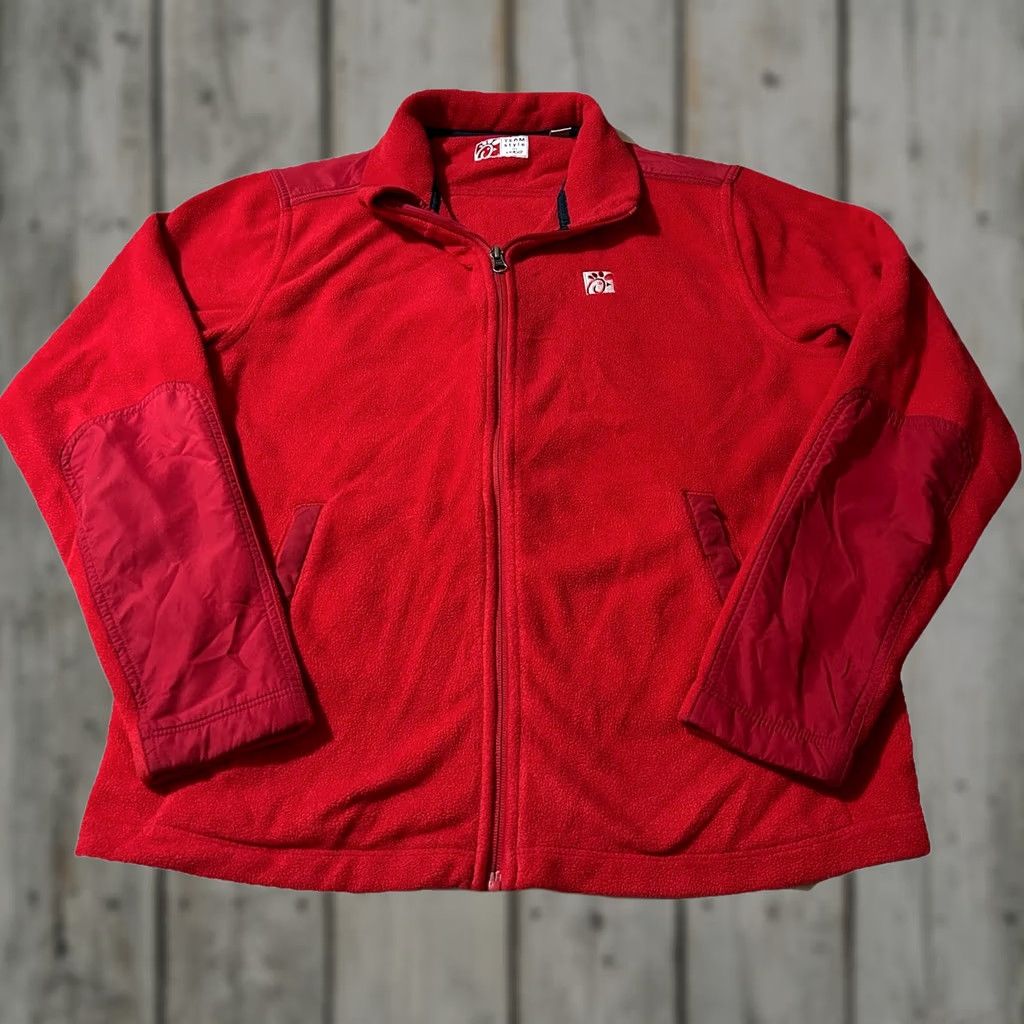 Vintage Men’s Oobe Chick Fil A Employee Fleece Jacket Size Medium Red Polyester Jacket M Mens Size US M / EU 48-50 / 2 - 1 Thumbnail