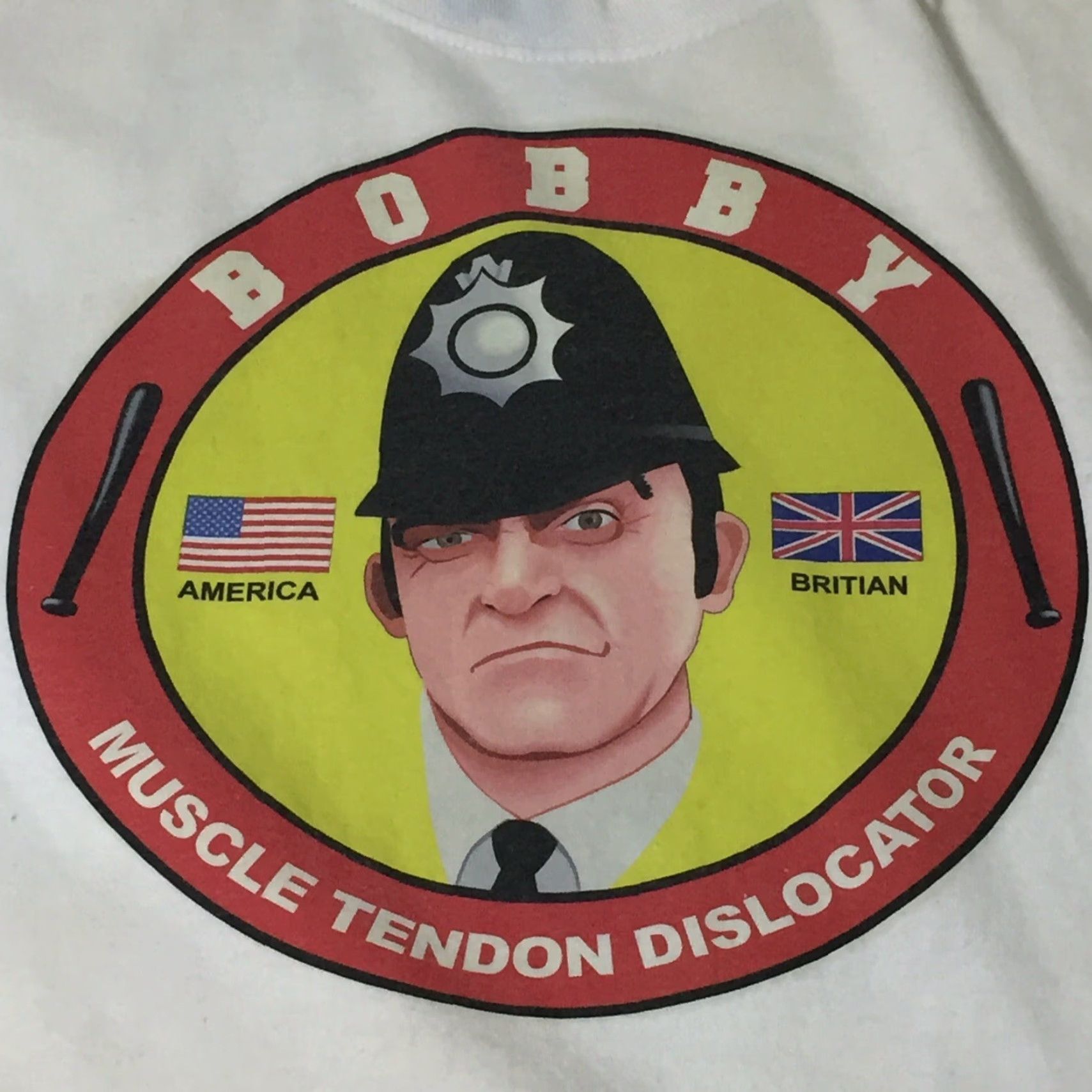 Vintage VINTAGE Bobby Muscle Tendon Dislocator Shirt 2XL White Mens Short Sleeve Crew Neck Shirt Size US XXL / EU 58 / 5 - 3 Thumbnail