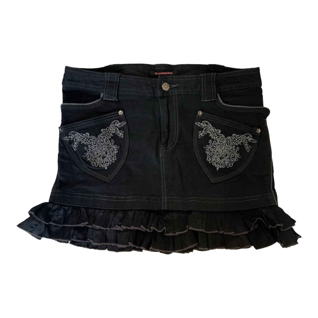 Japanese Brand × Seditionaries Algonquins black denim frilled mini skirt with embroidery Size 29" - 1 Thumbnail