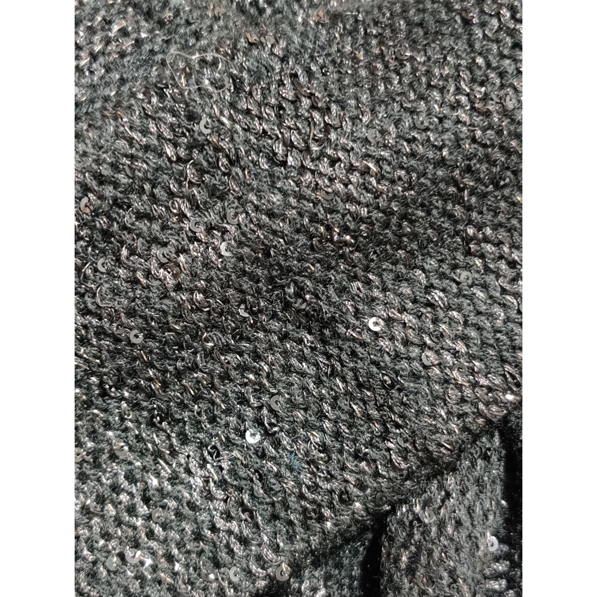 Faded Glory Black Sequin Knit Tunic Sweater Size M Sheer Hem Goth Glam S Size M / US 6-8 / IT 42-44 - 10 Thumbnail