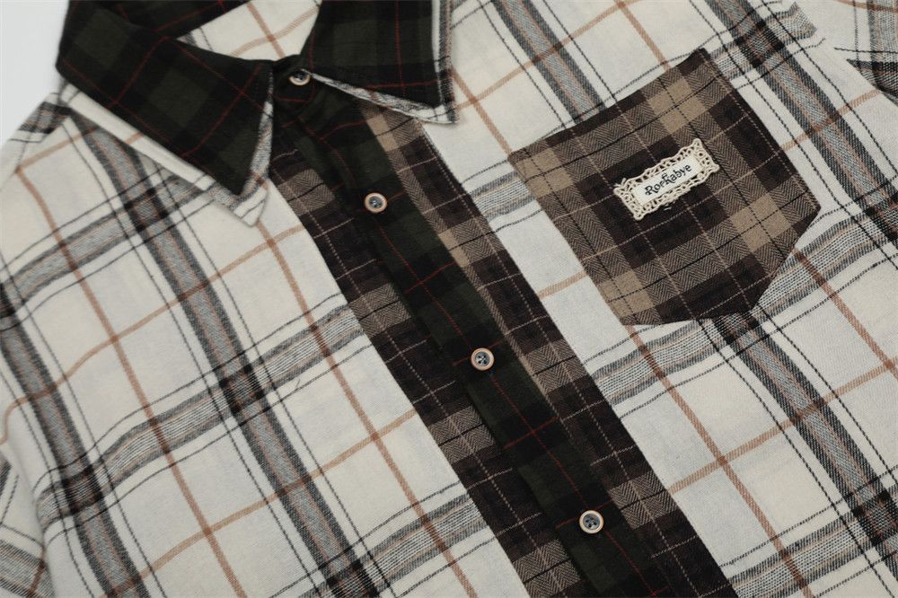 Japanese Brand × Vintage Men's trendy fake two-piece lapel plaid shirt Size US M / EU 48-50 / 2 - 4 Thumbnail