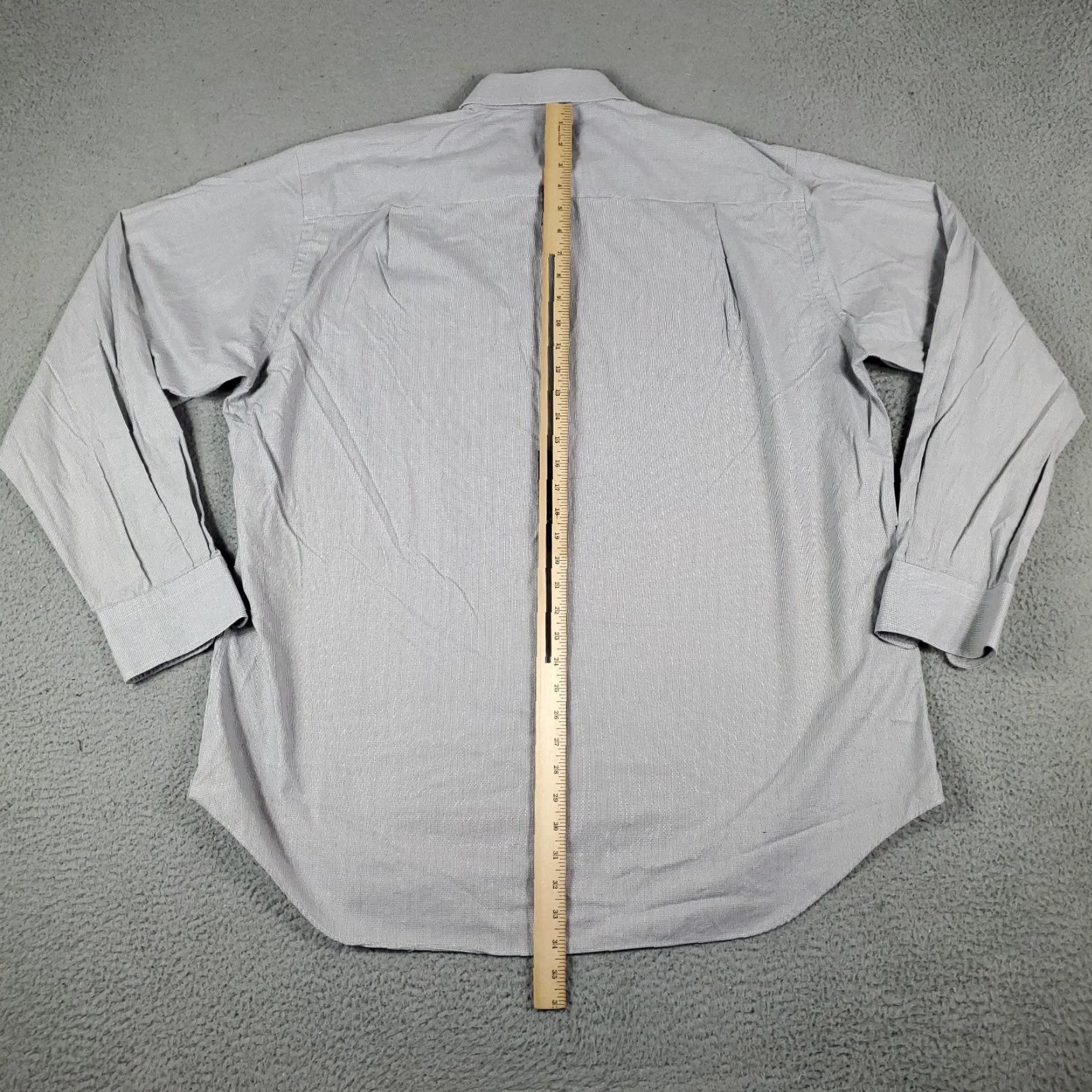David Donahue David Donahue Gray Dress Shirt Mens 18 Long Sleeve Button Up Geometric Classic Size 48R - 3 Thumbnail
