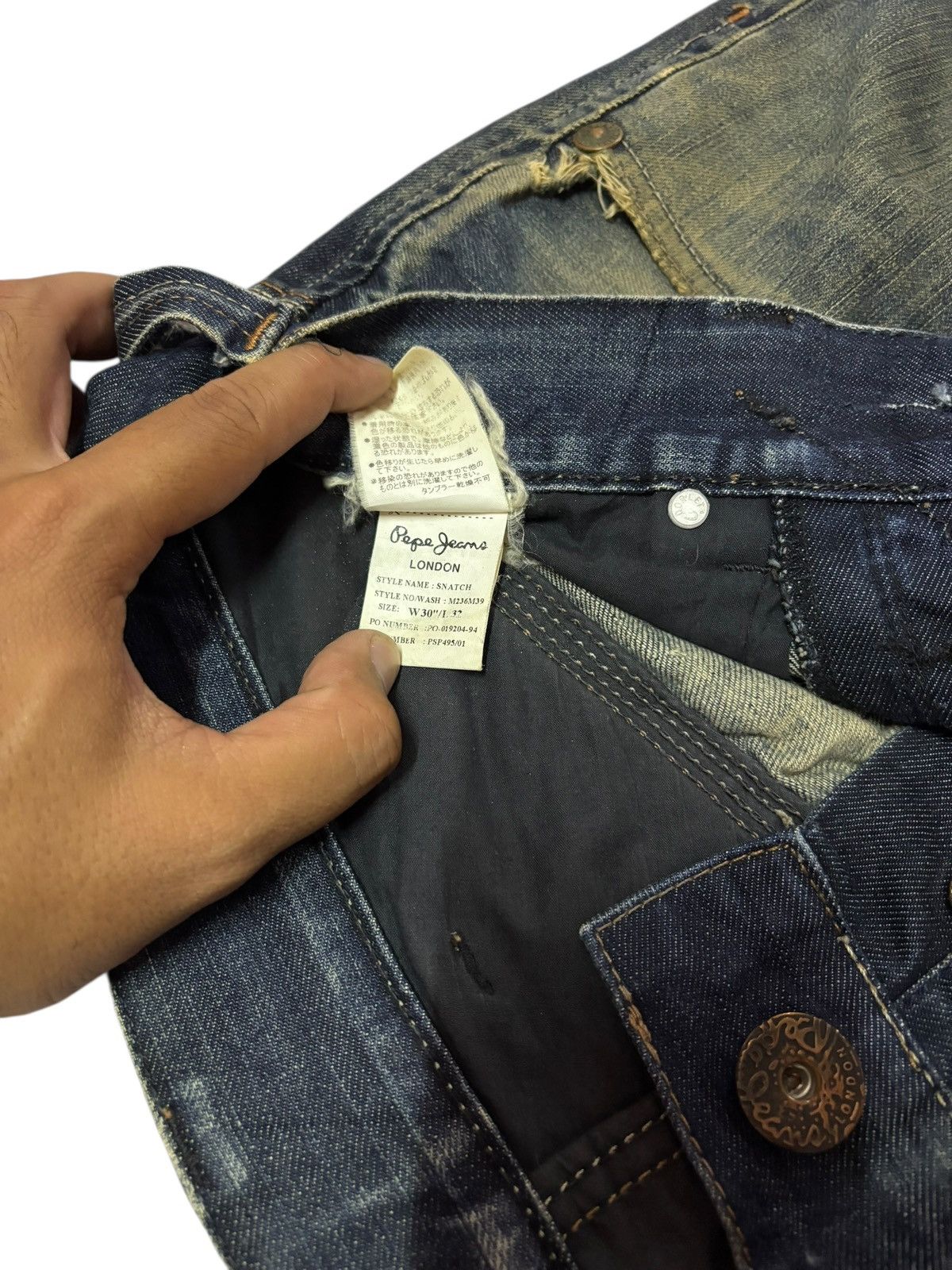 Pepe Jeans Vtg 90s Pepe Jeans Distressed Mudwashed Jeans Size US 30 / EU 46 - 8 Thumbnail
