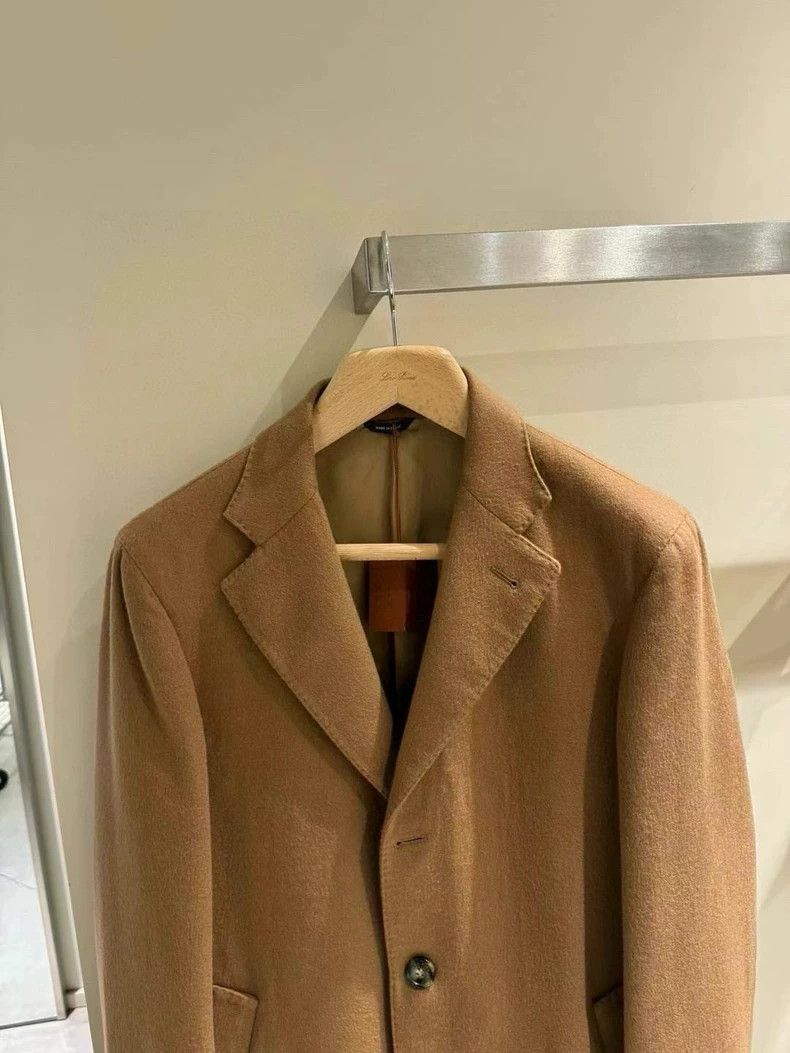 Loro Piana LORO PIANA Men's leisure cashmere water ripple camel coat Size US XL / EU 56 / 4 - 2 Thumbnail