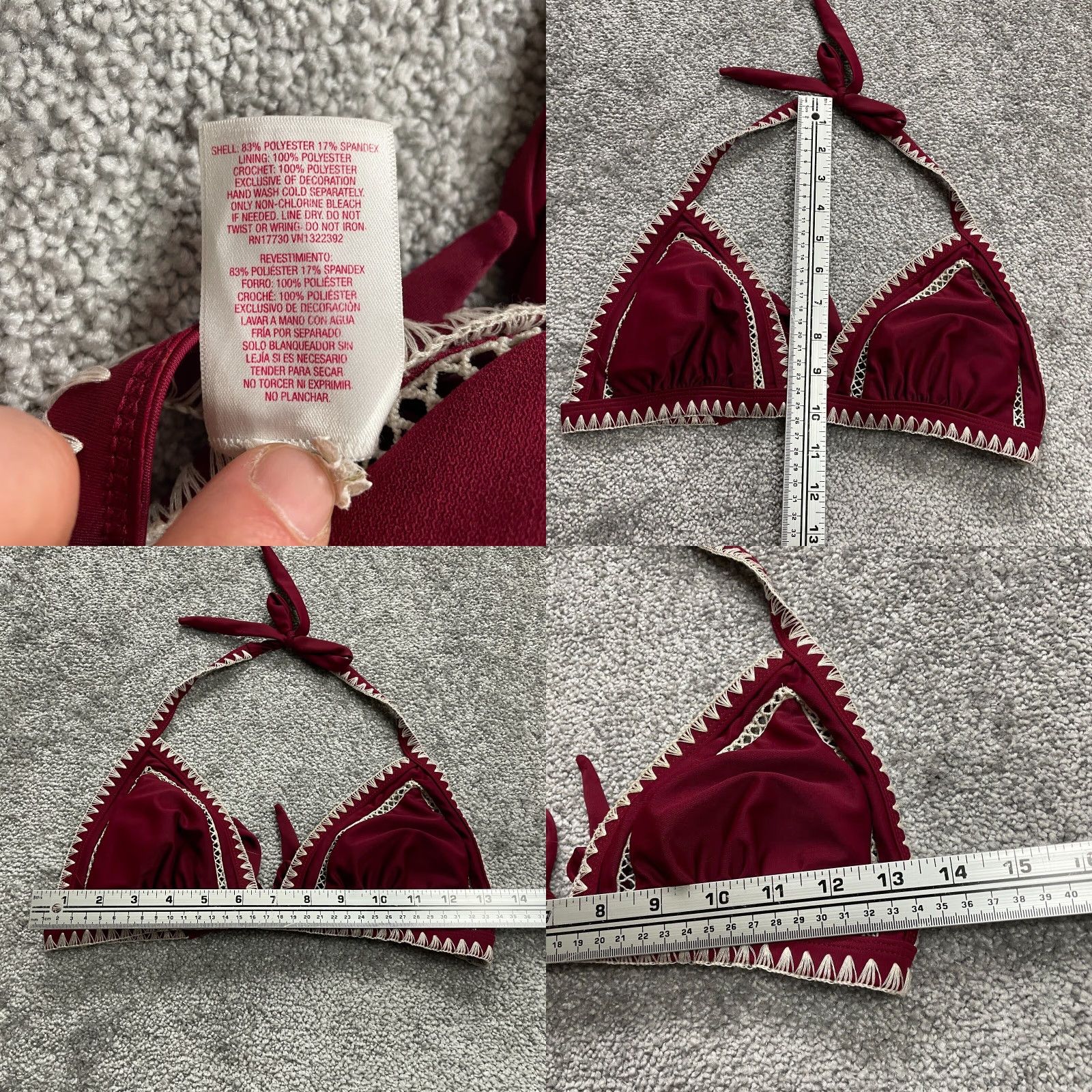 Vintage Xhilaration Brand Swimwear Women's Top Bikini Halter Red Padded Medium Beach Summer Size M / US 6-8 / IT 42-44 - 8 Thumbnail