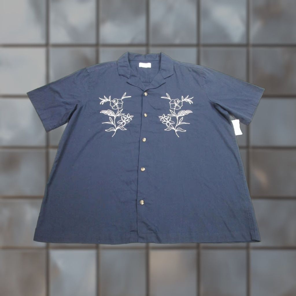 Old Navy Old Navy Shirt Mens XL Blue Floral Embroidered Camp Collar Rockabilly Resort Size US XL / EU 56 / 4 - 1 Thumbnail