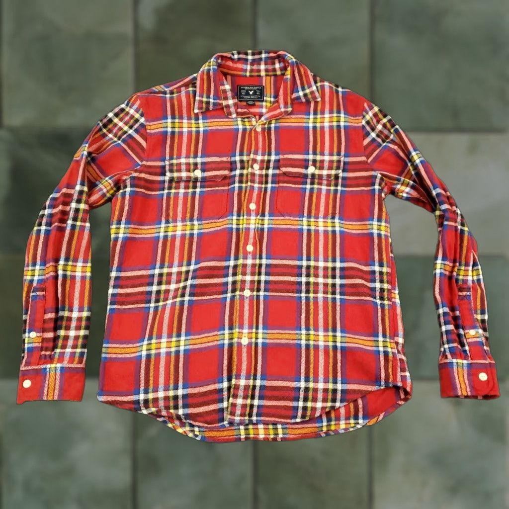 American Eagle Outfitters American Eagle Flannel Shirt Mens Medium Red Plaid Long Sleeve Button Up Casual Size US M / EU 48-50 / 2 - 1 Thumbnail