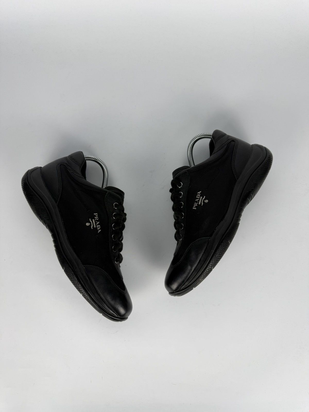 Prada Prada Milano Black Nylon & Leather Sneakers Size US 6.5 / IT 36.5 - 2 Thumbnail