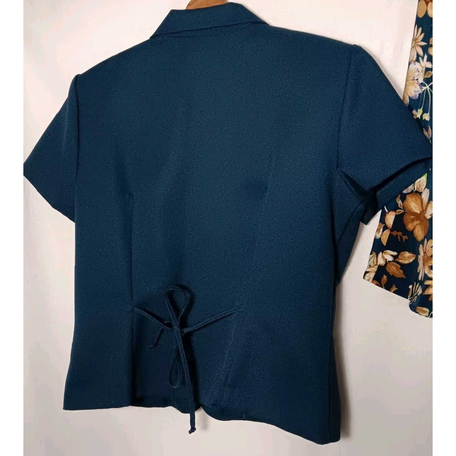 Vintage VINTAGE All That Jazz Outfit Women 13/14 Teal Blazer Short Slv Floral Skater Skirt Set Size 34" / US 12 / IT 48 - 3 Thumbnail