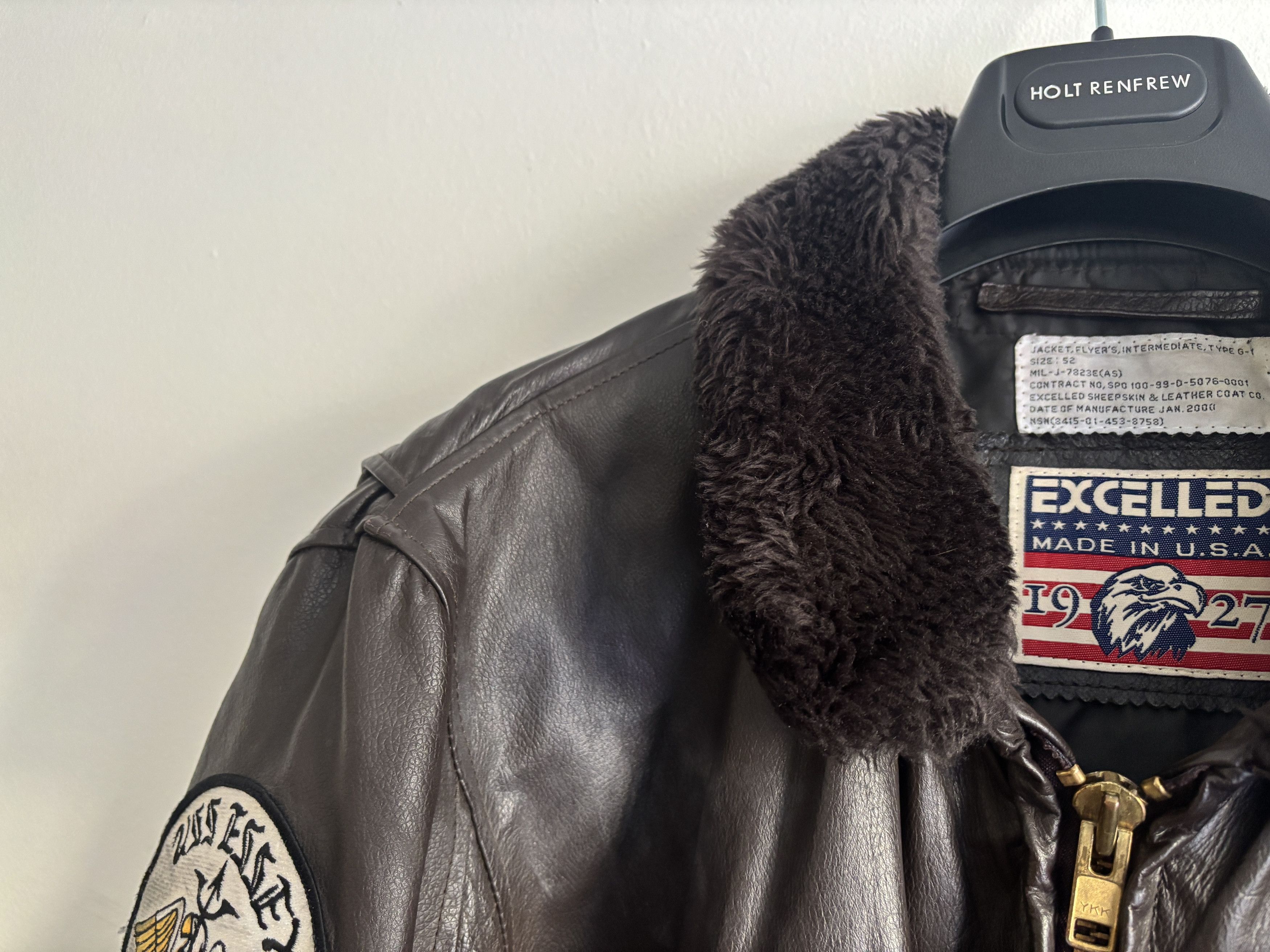 Excelled Aviator Bomber G-1 Jacket- Sherpa Collar, Patches -XL-XXL Size US XL / EU 56 / 4 - 7 Thumbnail