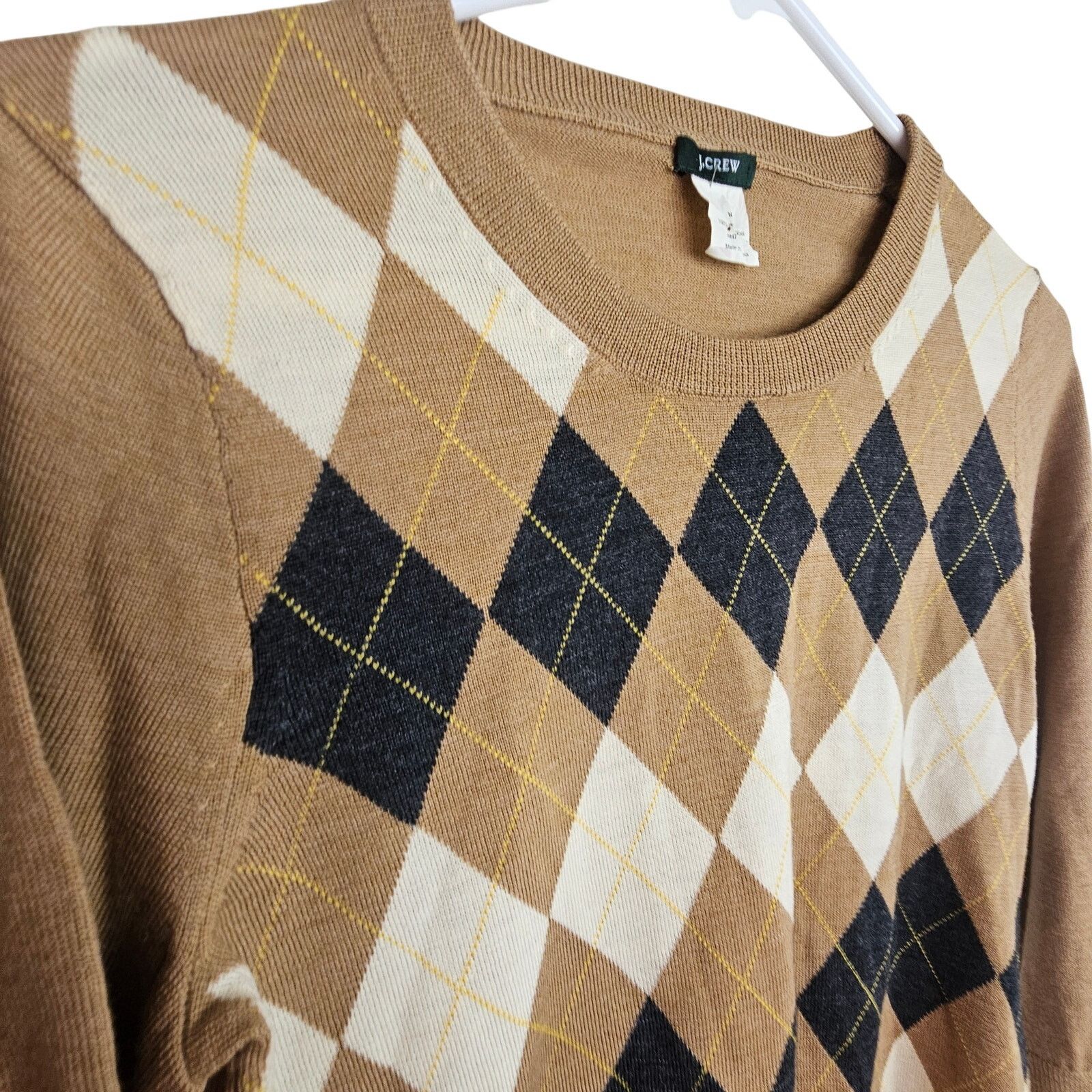 J.Crew J. Crew Womens Argyle Diamond Merino Wool Crew Neck Sweater Size M / US 6-8 / IT 42-44 - 5 Thumbnail