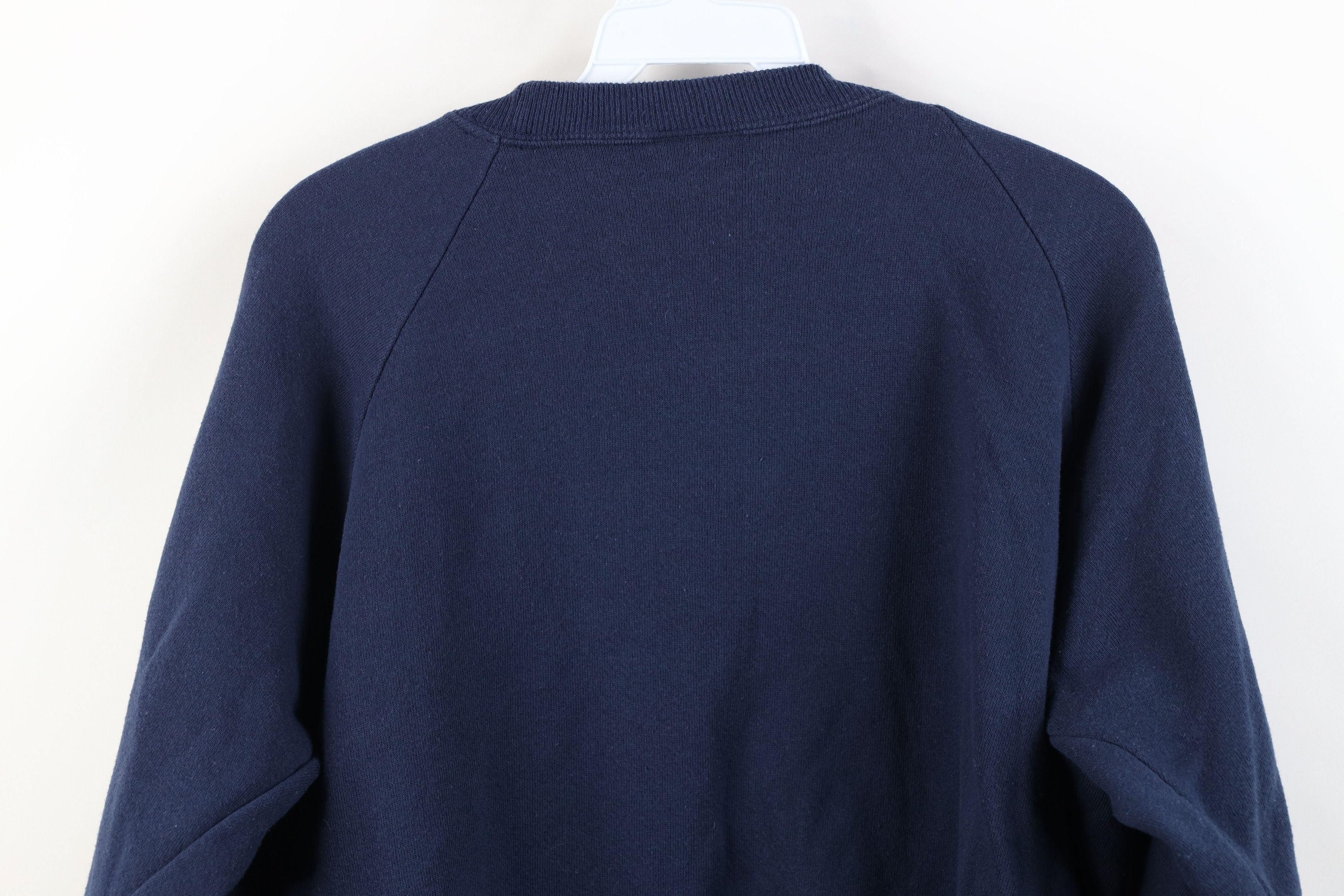 Vintage Vintage 90s Streetwear Blank Crewneck Sweatshirt Navy Blue Size M / US 6-8 / IT 42-44 - 8 Thumbnail