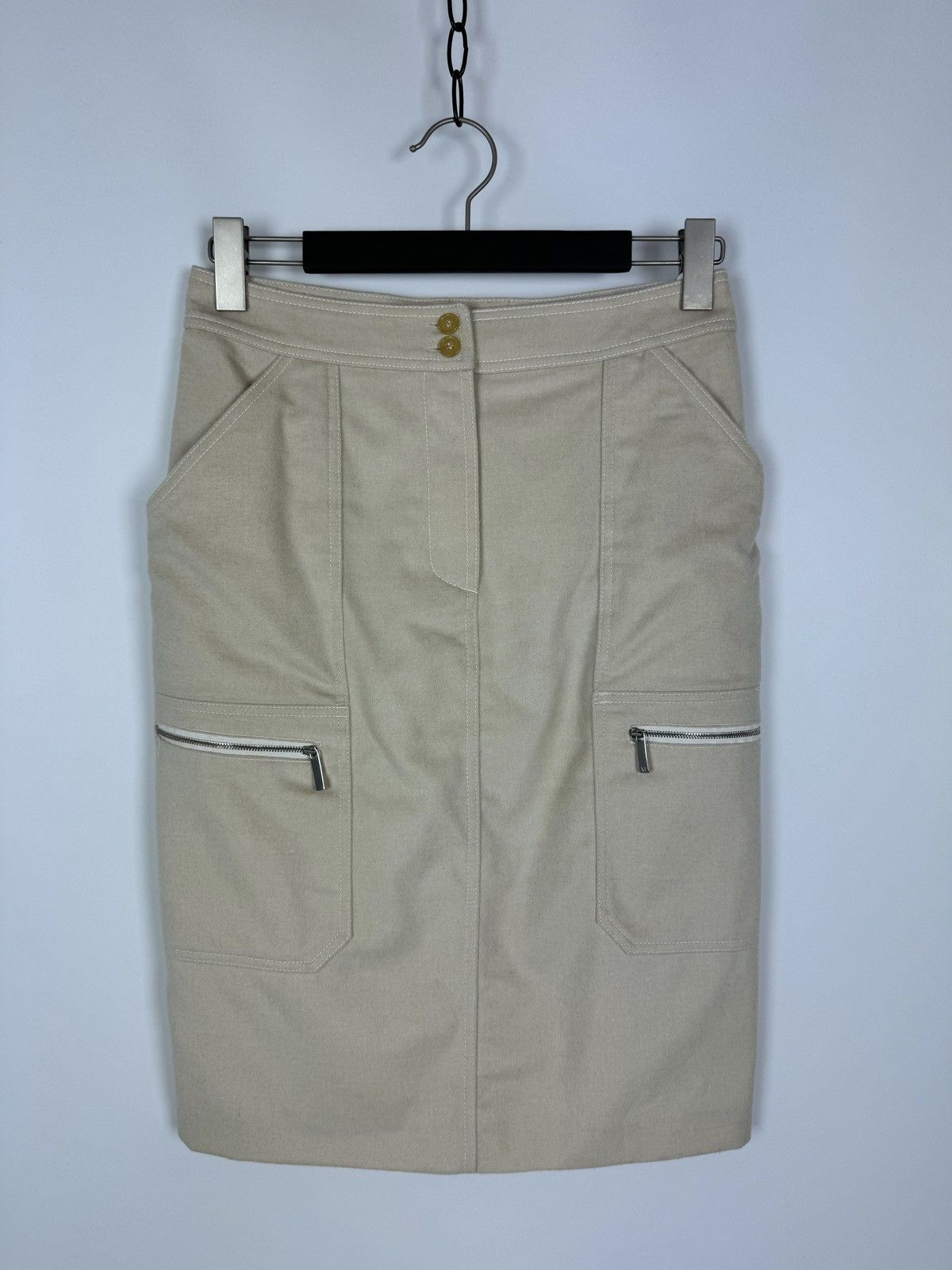 Vintage Vintage Max Mara Wool Midi Pockets Skirt Size 30" / US 8 / IT 44 - 1 Thumbnail