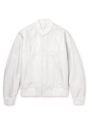 Givenchy White Leather Varsity Jacket Size US L / EU 52-54 / 3 - 1 Thumbnail