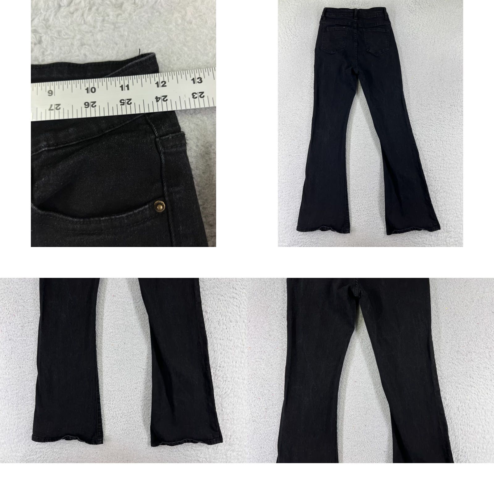 Vintage AMRSPENG Jeans Women 4 Black Flared Mid AMRSPENG 23x28 Denim Distressed Stretch 5-Pocket Regular Vintage No Size 27" / US 4 / IT 40 - 9 Thumbnail