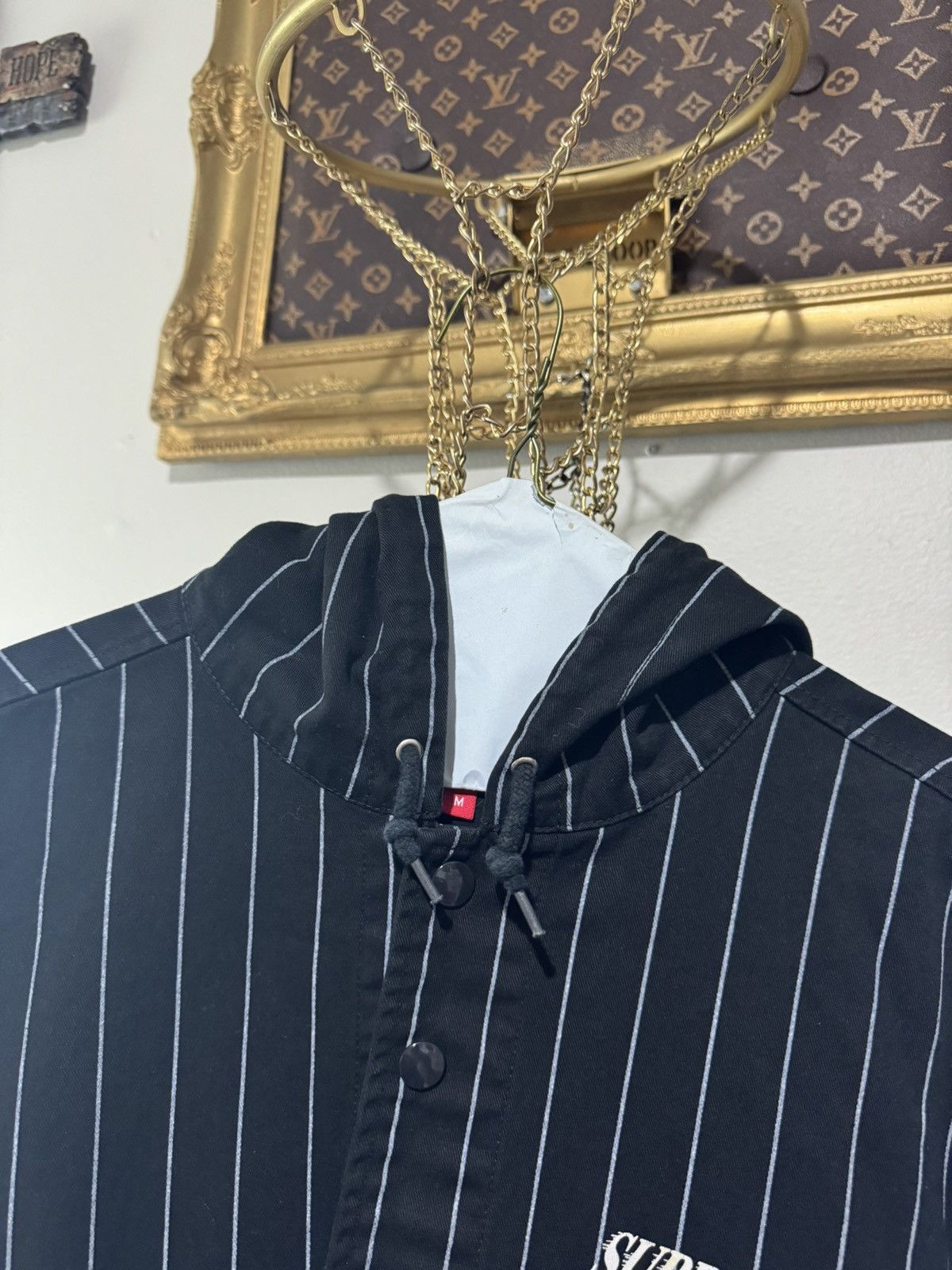 Supreme Supreme Pinstrip Twill Parka Medium Black Size US M / EU 48-50 / 2 - 9 Thumbnail