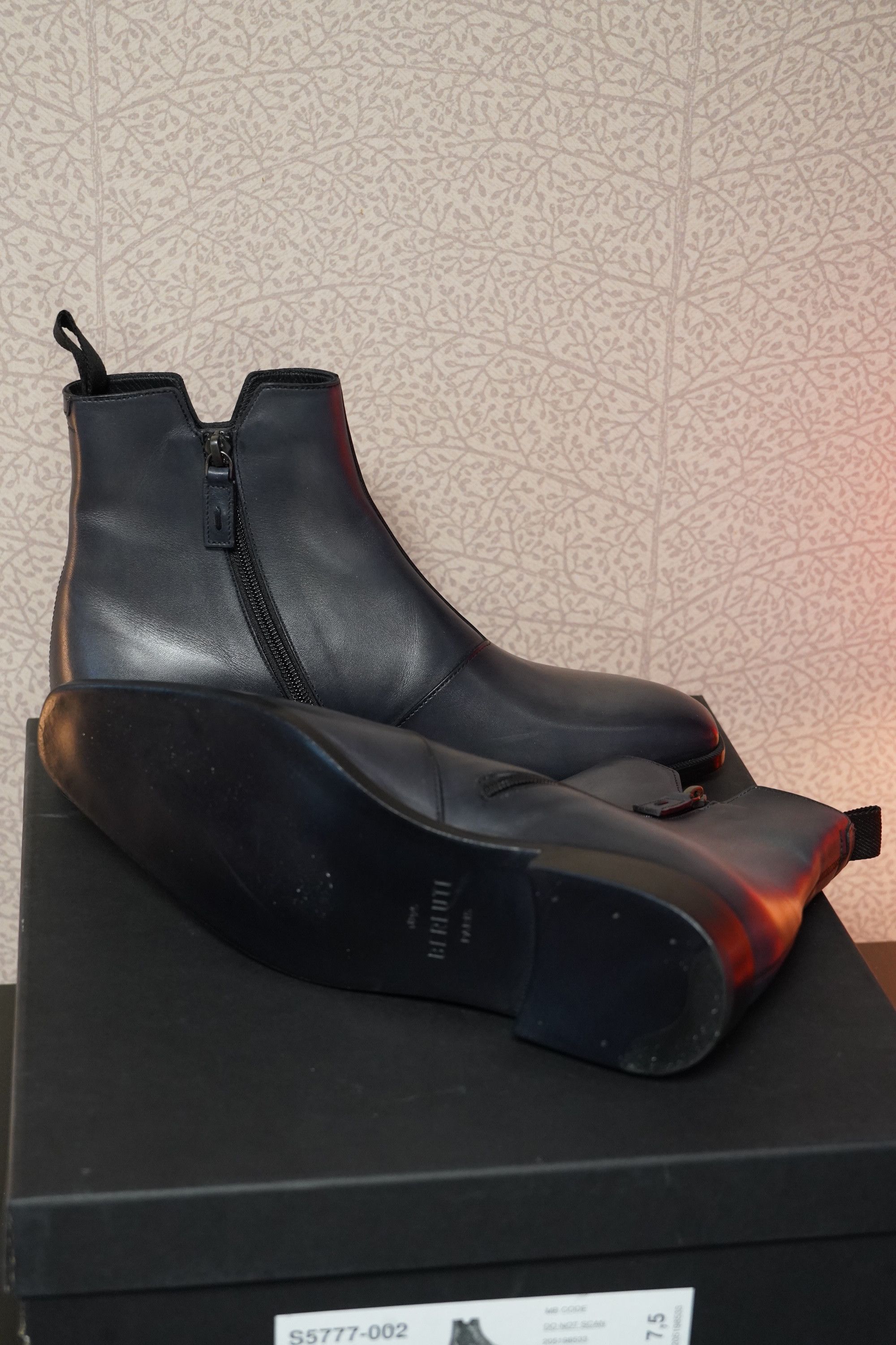 Berluti Berluti Demesure Scritto Leather Chelsea Boots Nero Grigio Size US 8.5 / EU 41-42 - 6 Thumbnail