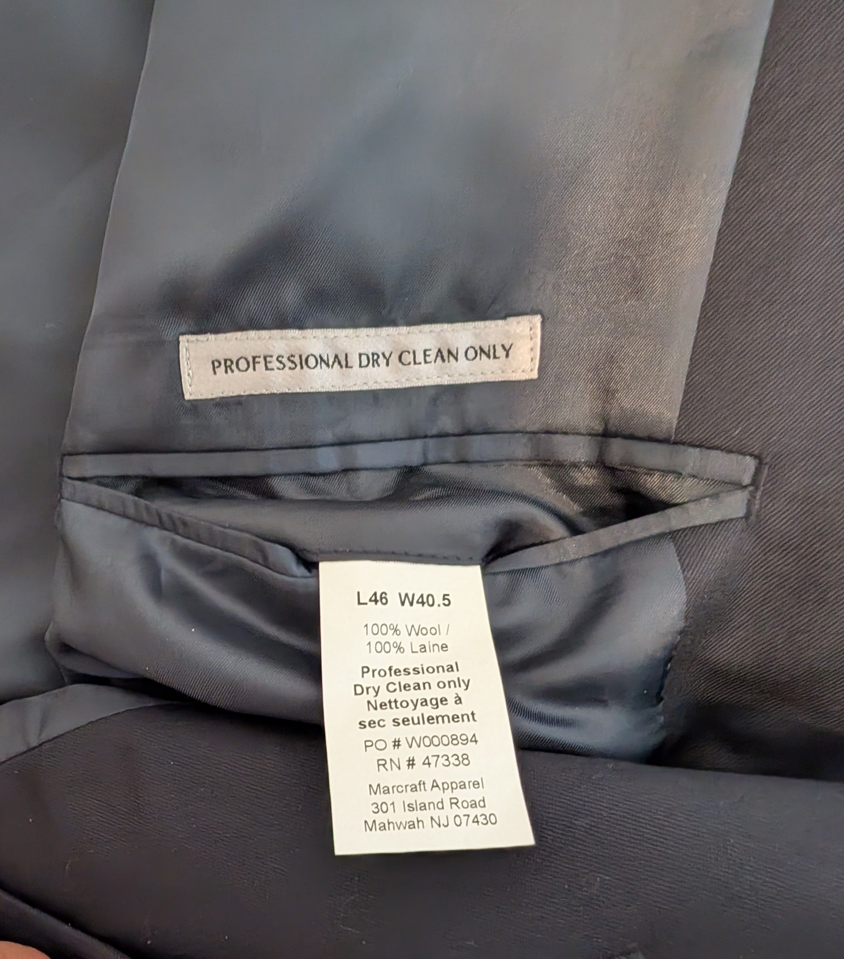 Tommy Hilfiger New Tommy Hillfiger Dark Navy 100% Wool Suit L46 W40.5 Size 46L - 10 Thumbnail