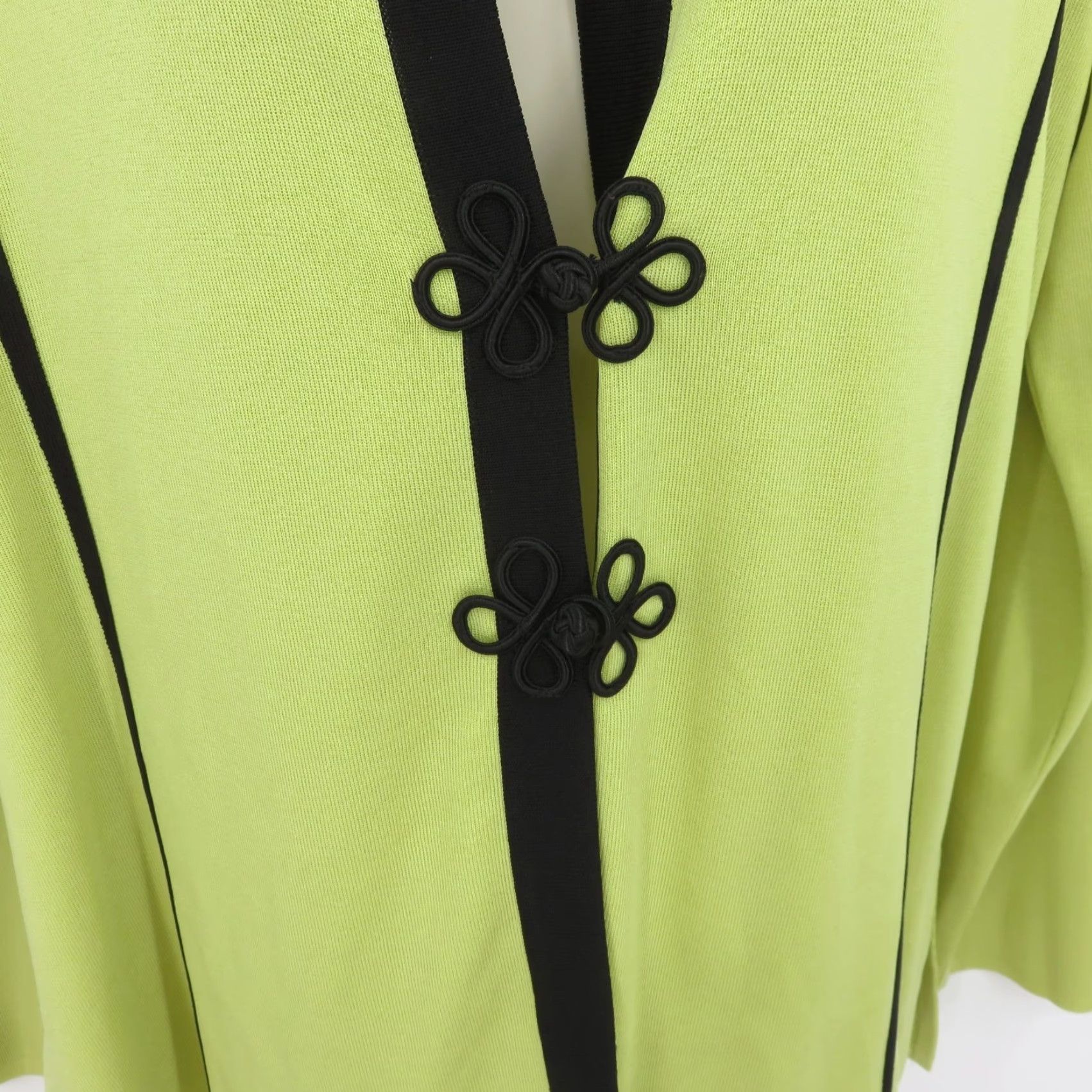 Vintage Misook Cardigan Sweater Women M Green Black Collared Two Button Vintage No Size M / US 6-8 / IT 42-44 - 3 Thumbnail