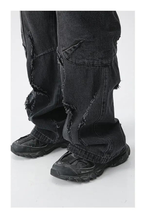 VIBE Baggy Ripped Jeans Frayed Zipper Pockets cargo Pants Hip-hop Size US 32 / EU 48 - 7 Thumbnail
