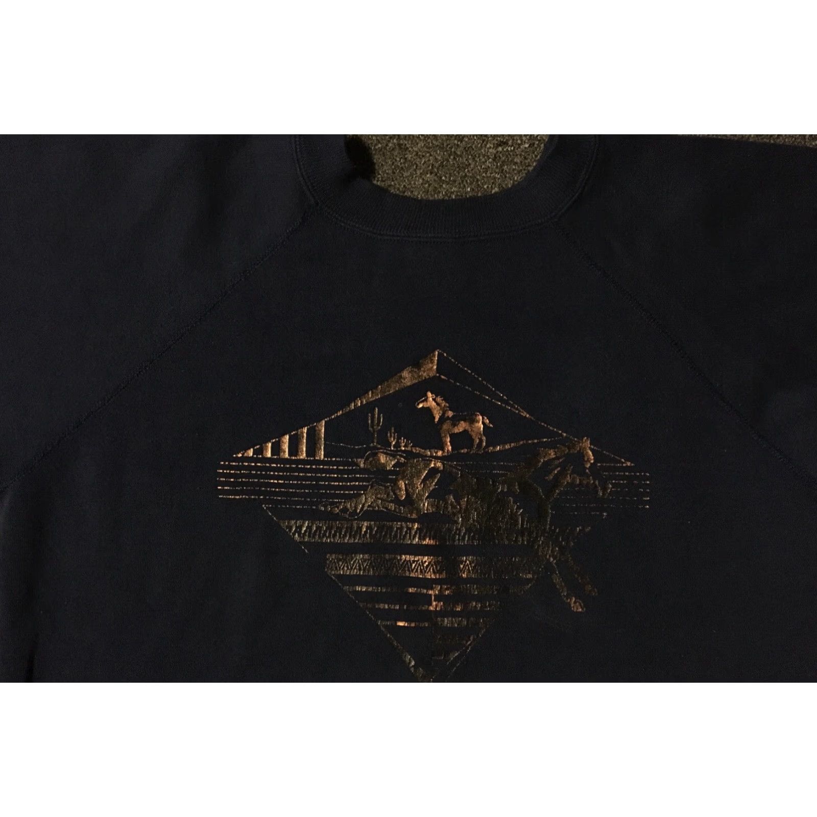 Hanes VINTAGE 80s Horses Faded Distress Hanes Hoodie M USA Blue Pullover Men Size US M / EU 48-50 / 2 - 4 Thumbnail