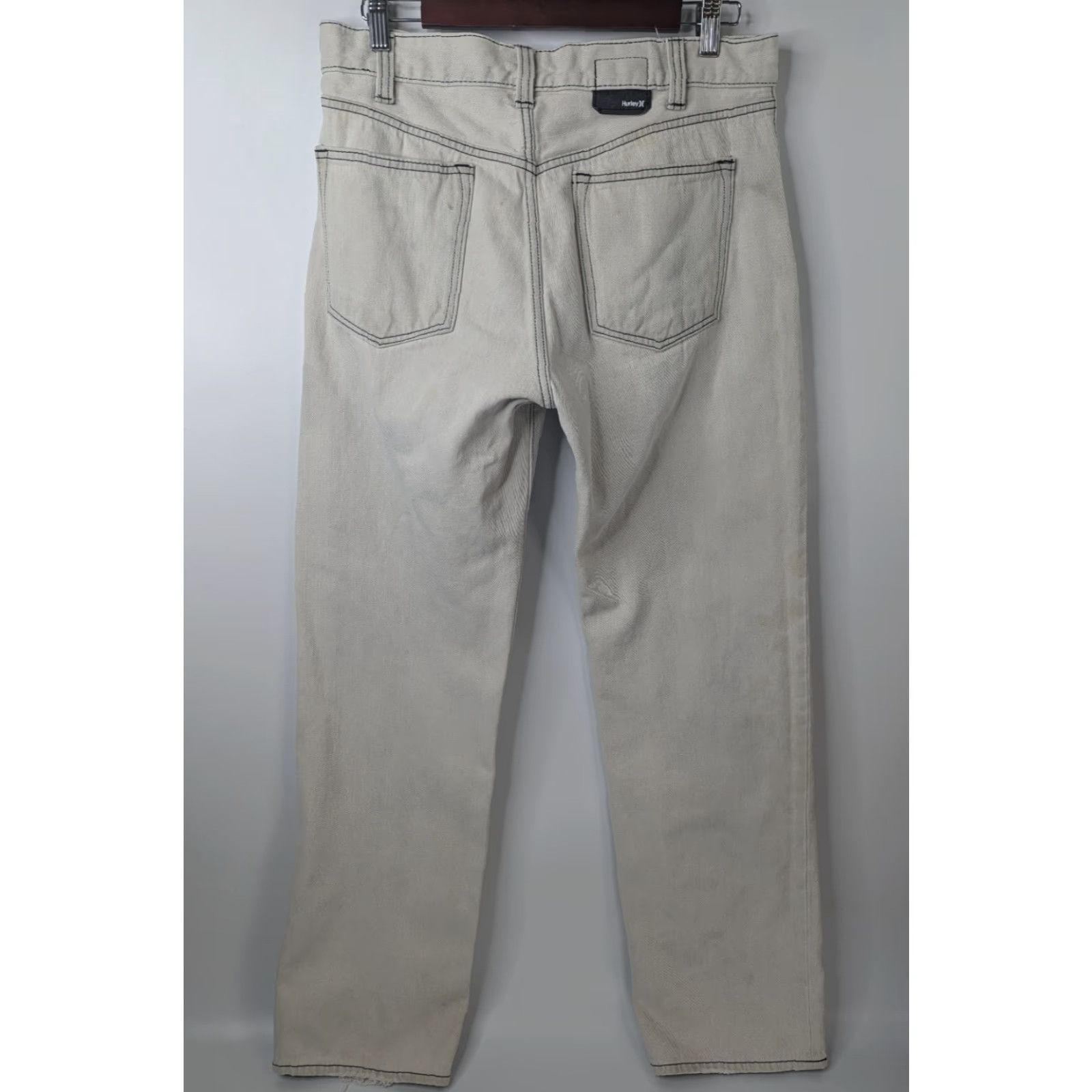 Hurley Hurley Jeans Men 32 Slim Denim Cotton Khaki Beige 5-Pocket Stain Logo Vintage No 90s Skater Grunge Size US 32 / EU 48 - 7 Thumbnail
