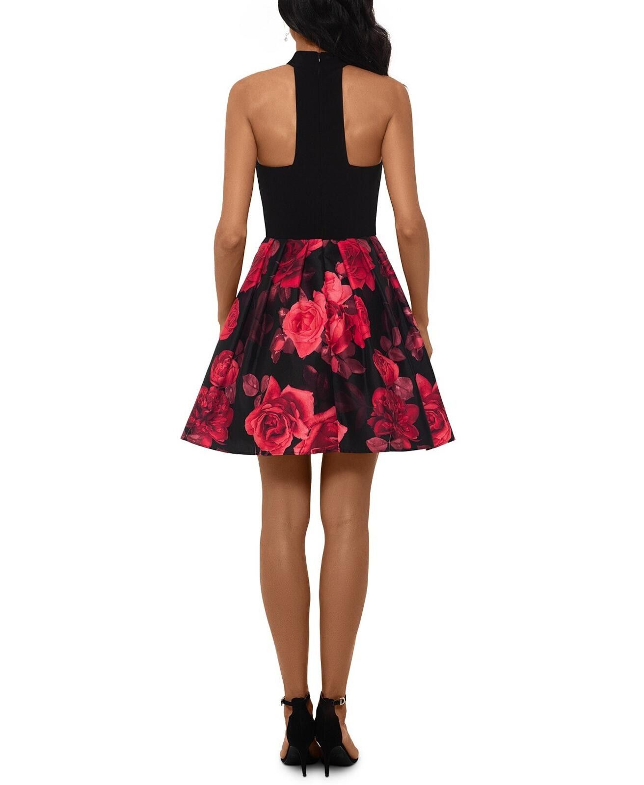 Other Betsy & Adam Women's Black Red Floral Skirt Dress 8 Black Size M / US 6-8 / IT 42-44 - 2 Thumbnail