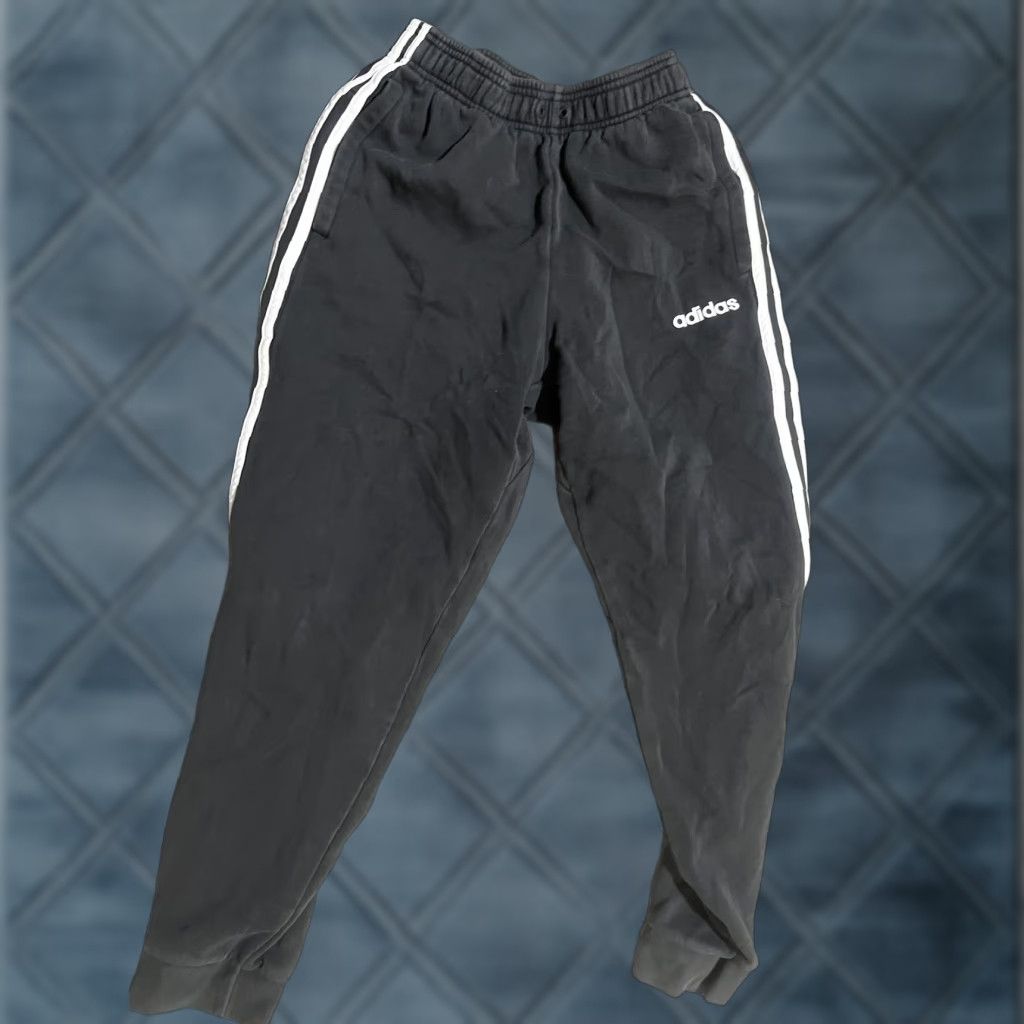 Adidas Adidas Black Sweatpants Solid White Logo Mens Small Fleece No Drawstring Clima Cool Activewear Pants Regular Inseam 24in Men Size US 29 - 1 Thumbnail