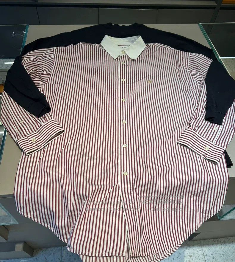 Balenciaga Balenciaga Pink striped faux two-piece long-sleeve shirt Size XXS / US 00 / IT 34 - 1 Thumbnail