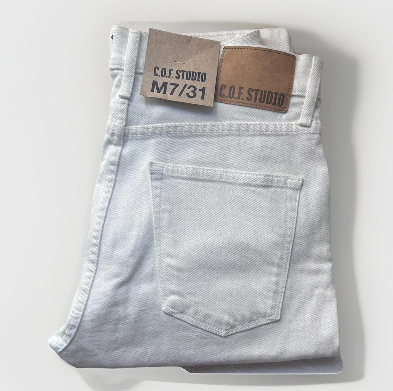 C.O.F. Studio C.O.F. Studio M7 White Jeans W31 Candiani Denim Italy NWT Size US 31 - 1 Thumbnail