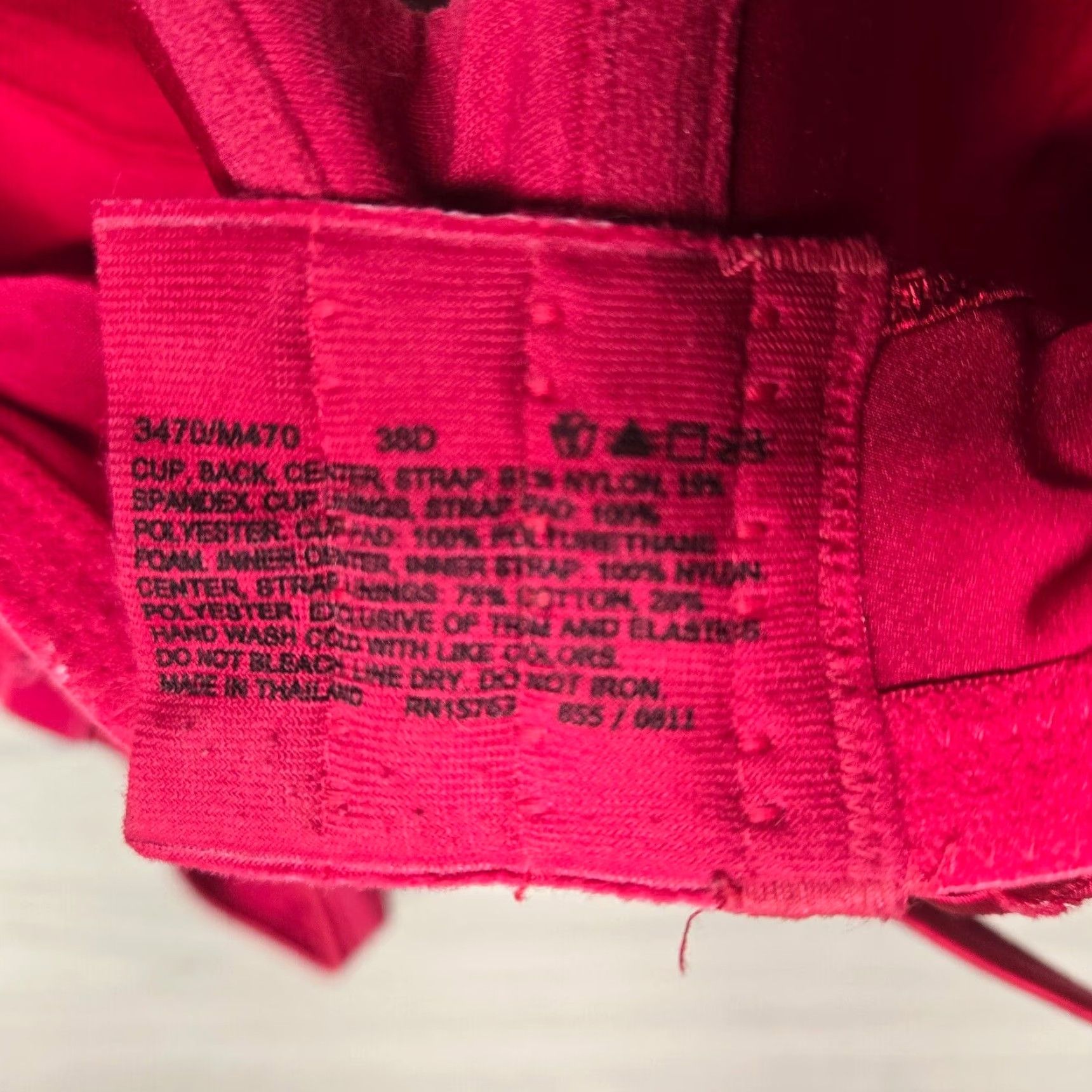Vintage Bali One Smooth U 3470 T-Shirt Bra Women's 38D Red Underwired Padded Full Coverage Size ONE SIZE - 4 Thumbnail