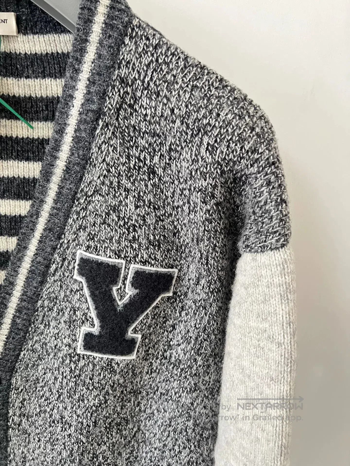 Saint Laurent Paris Saint Laurent Gray Cardigan with Y Patch. Size US S / EU 44-46 / 1 - 2 Thumbnail