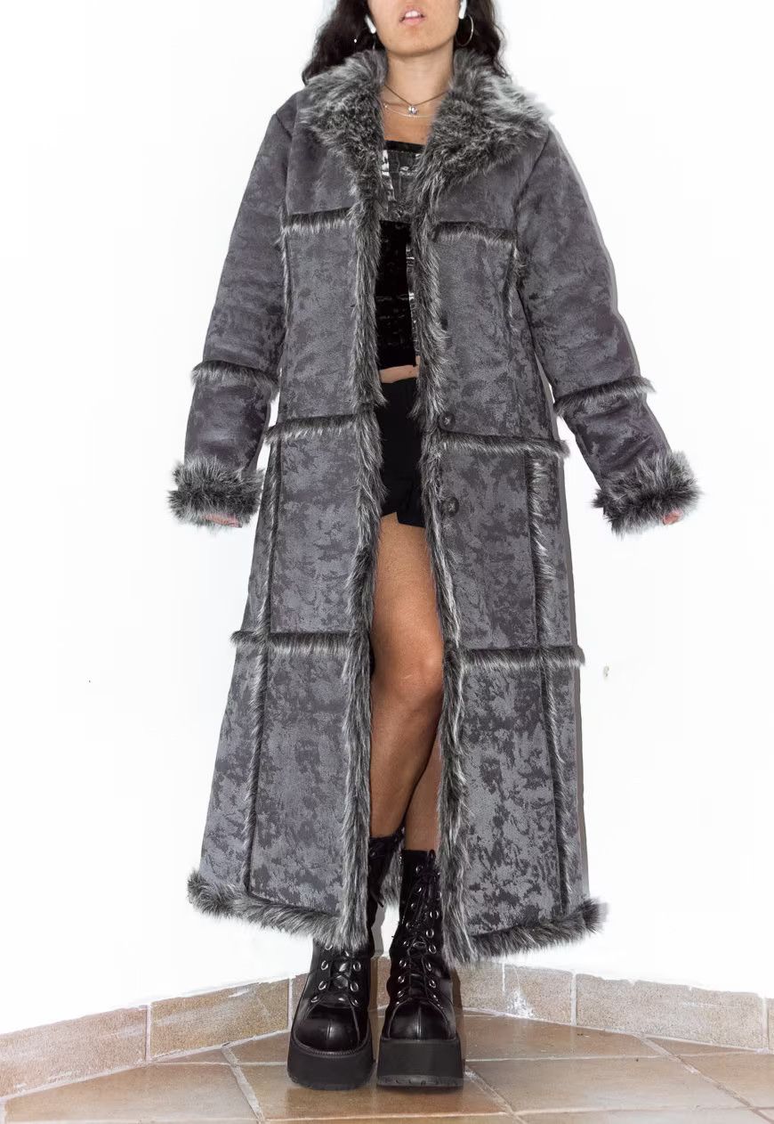 Designer × Japanese Brand × Vintage Vintage Faux Fur Patchwork Long Afghan Coat Size L / US 10 / IT 46 - 1 Thumbnail