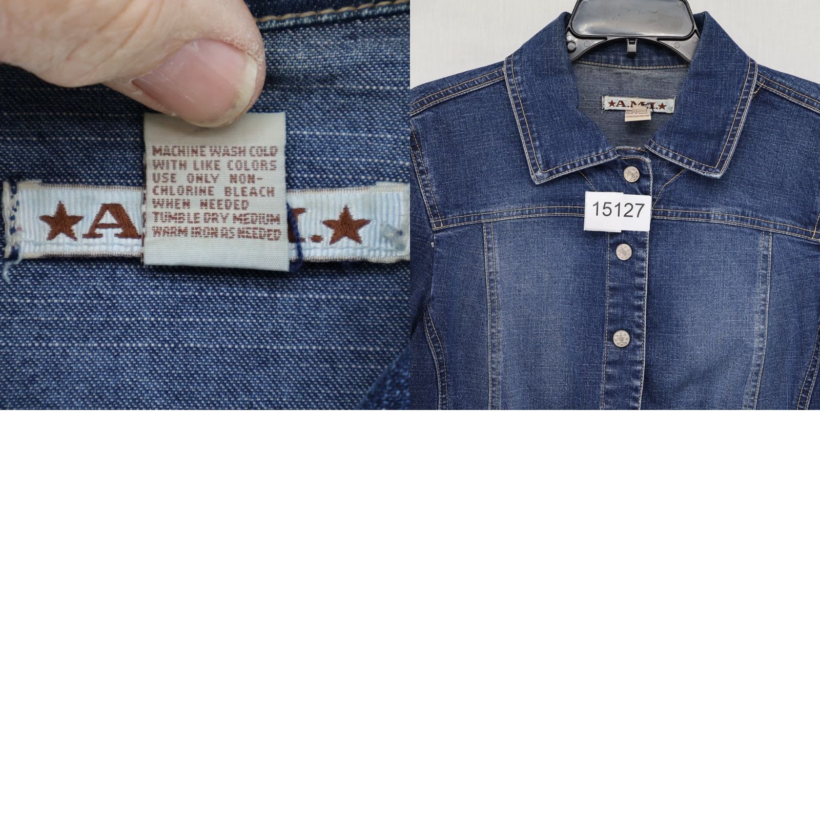 Vintage VINTAGE AMI Denim Jacket Women Size M Blue Trucker Cowgirl Western Jacket Size M / US 6-8 / IT 42-44 - 8 Thumbnail