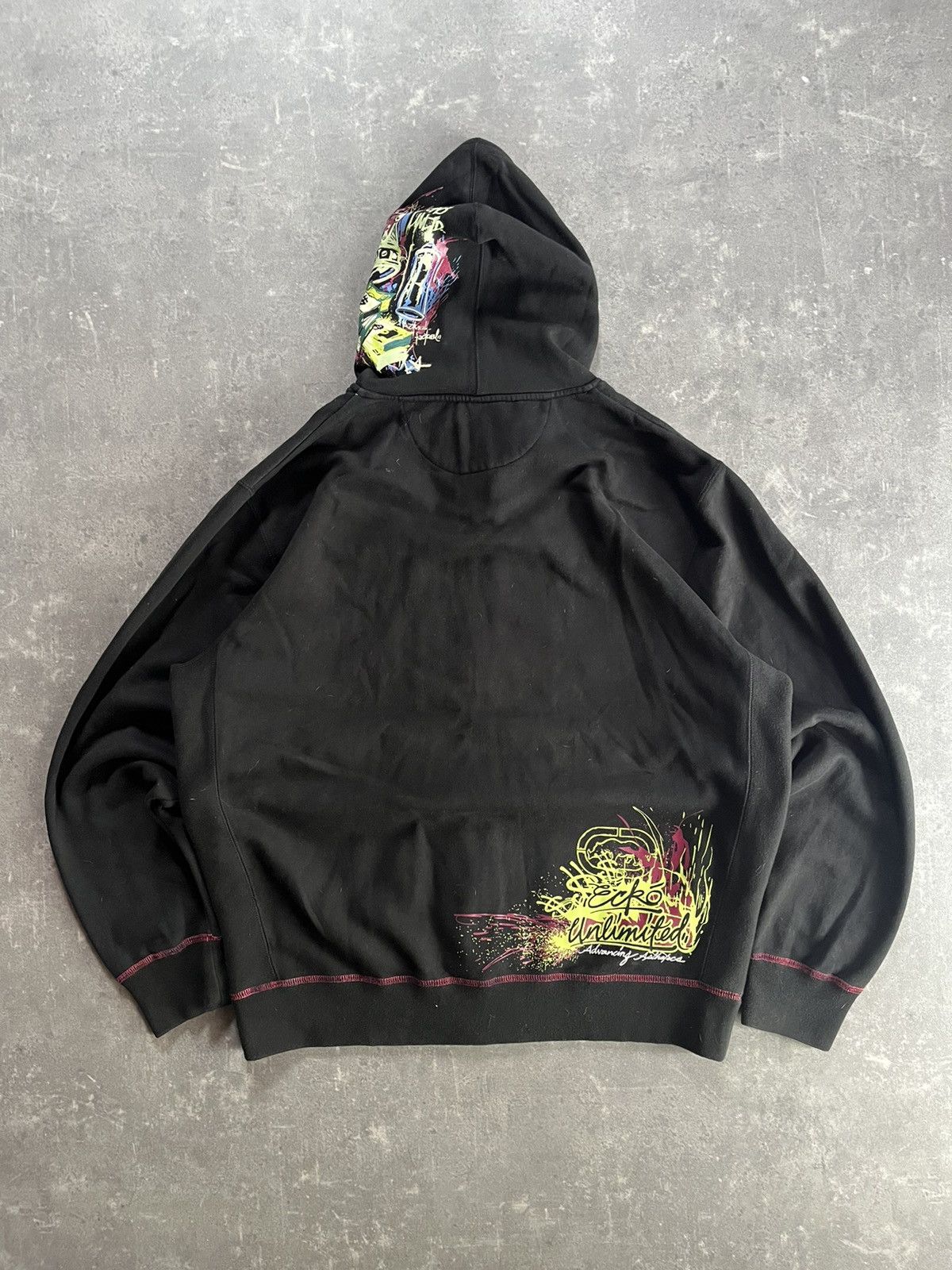 Ecko Unltd. 00s Ecko Unlimited Painted Logo Baggy Zip Hoodie XXL Rare Size US XXL / EU 58 / 5 - 2 Thumbnail