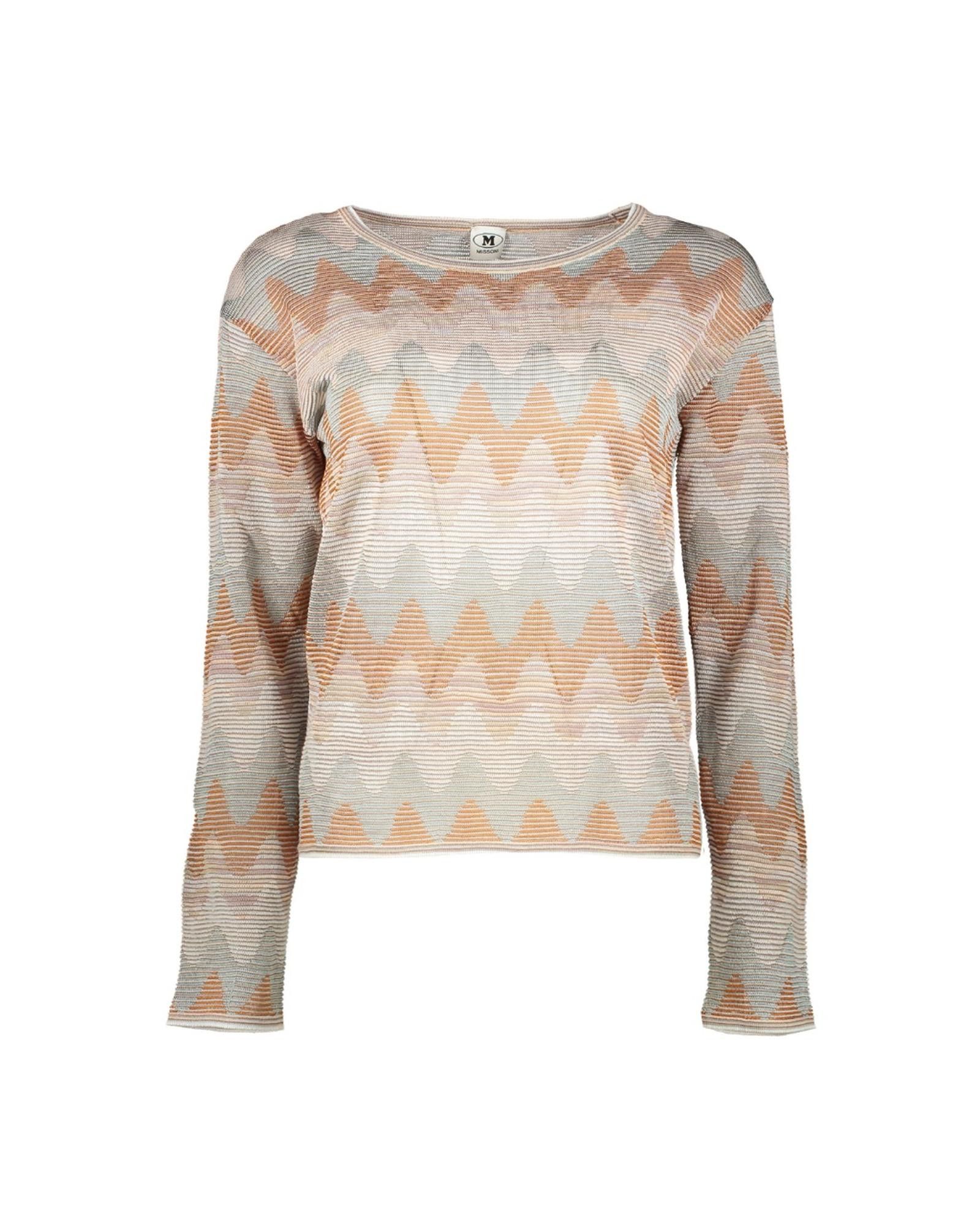 image of Missoni Long Sleeve Mixed Fibres Sweater in Brown, Women's (Size XL)