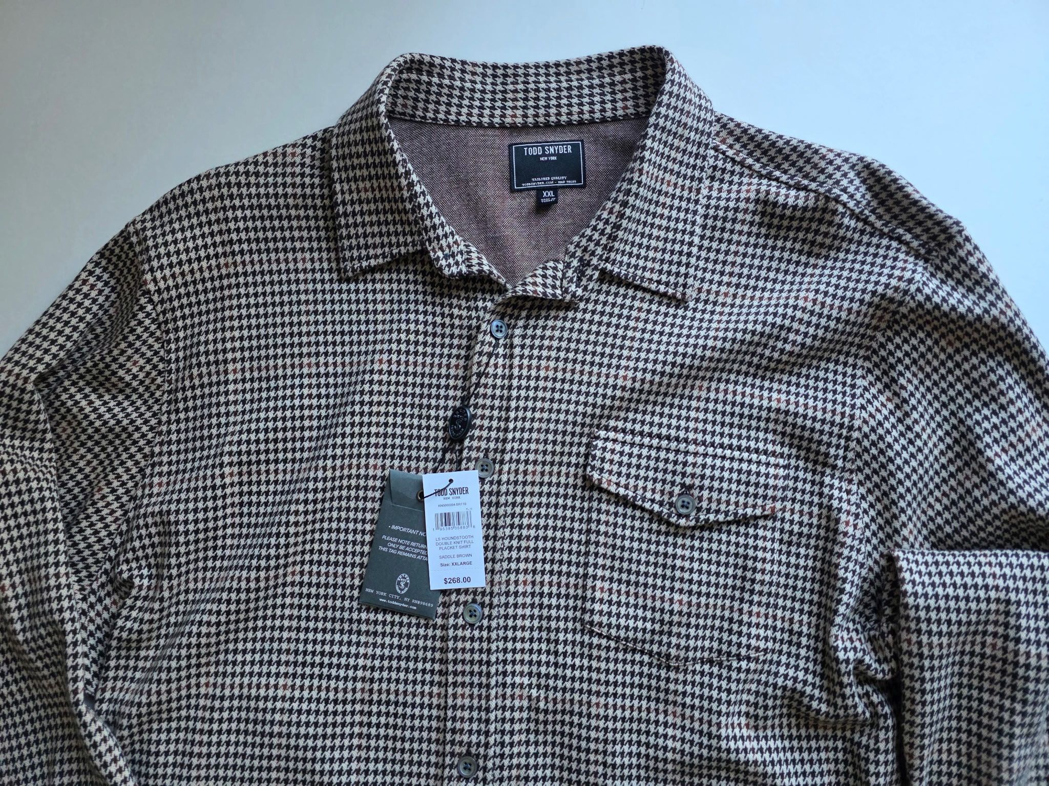 Todd Snyder Todd Snyder Houndstooth Plaid Overshirt - Brown - XXL (NWT) Size US XXL / EU 58 / 5 - 2 Thumbnail