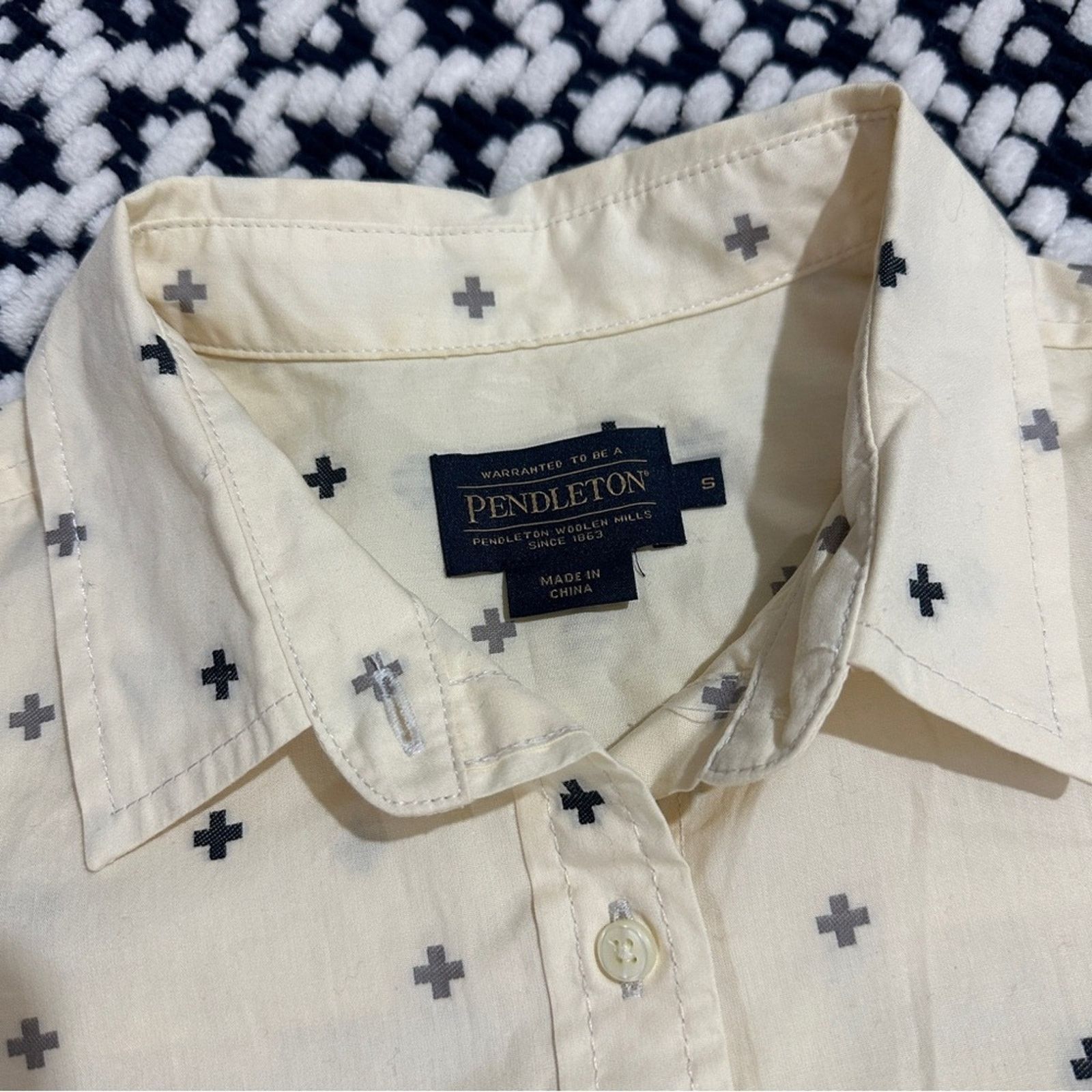Pendleton PENDLETON Cream Meridian Cross Button Up Long Sleeve Shirt S Size US S / EU 44-46 / 1 - 3 Thumbnail