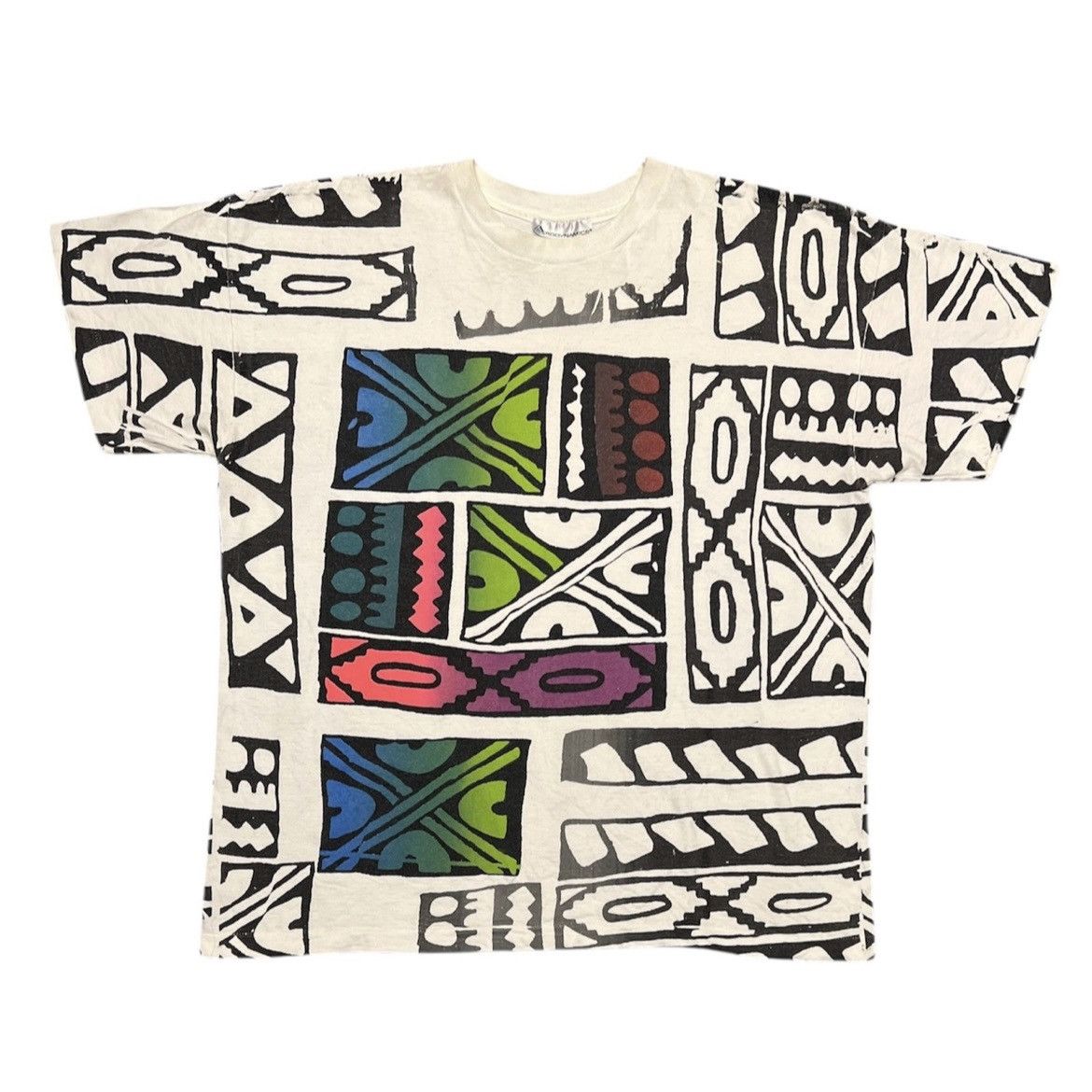 Vintage Vintage 90s Abstract AOP Graphic Artwork Single Stitch Shirt Size US XL / EU 56 / 4 - 2 Thumbnail