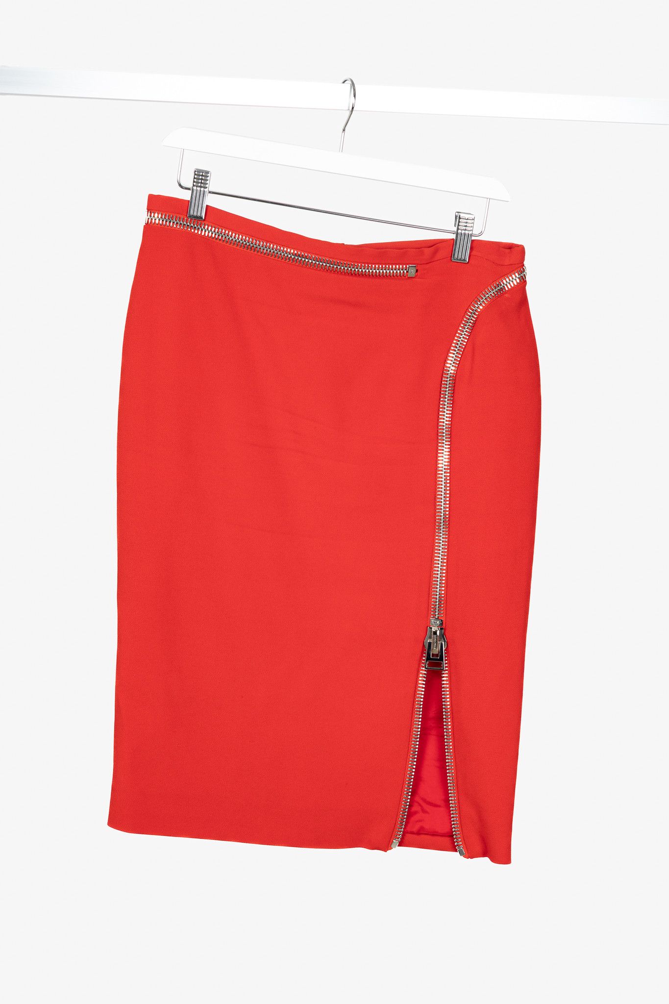 Tom Ford Tom Ford Red Crepe Zip-Trim Pencil Skirt Size 28" / US 6 / IT 42 - 1 Thumbnail