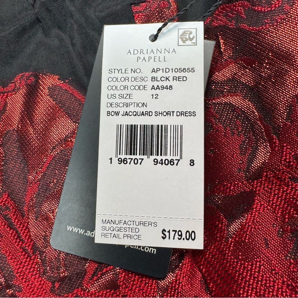 Adrianna Papell NWT New $179 Adrianna Papell Metallic-Jacquard Bow-Strap Dr Size XL / US 12-14 / IT 48-50 - 6 Thumbnail